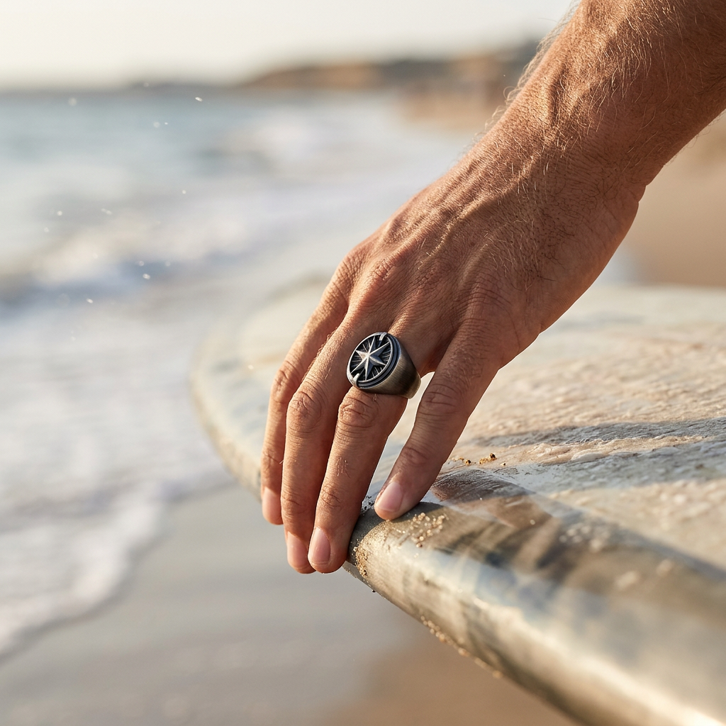 Ion Plated Antique Gunmetal Stainless Steel Ring