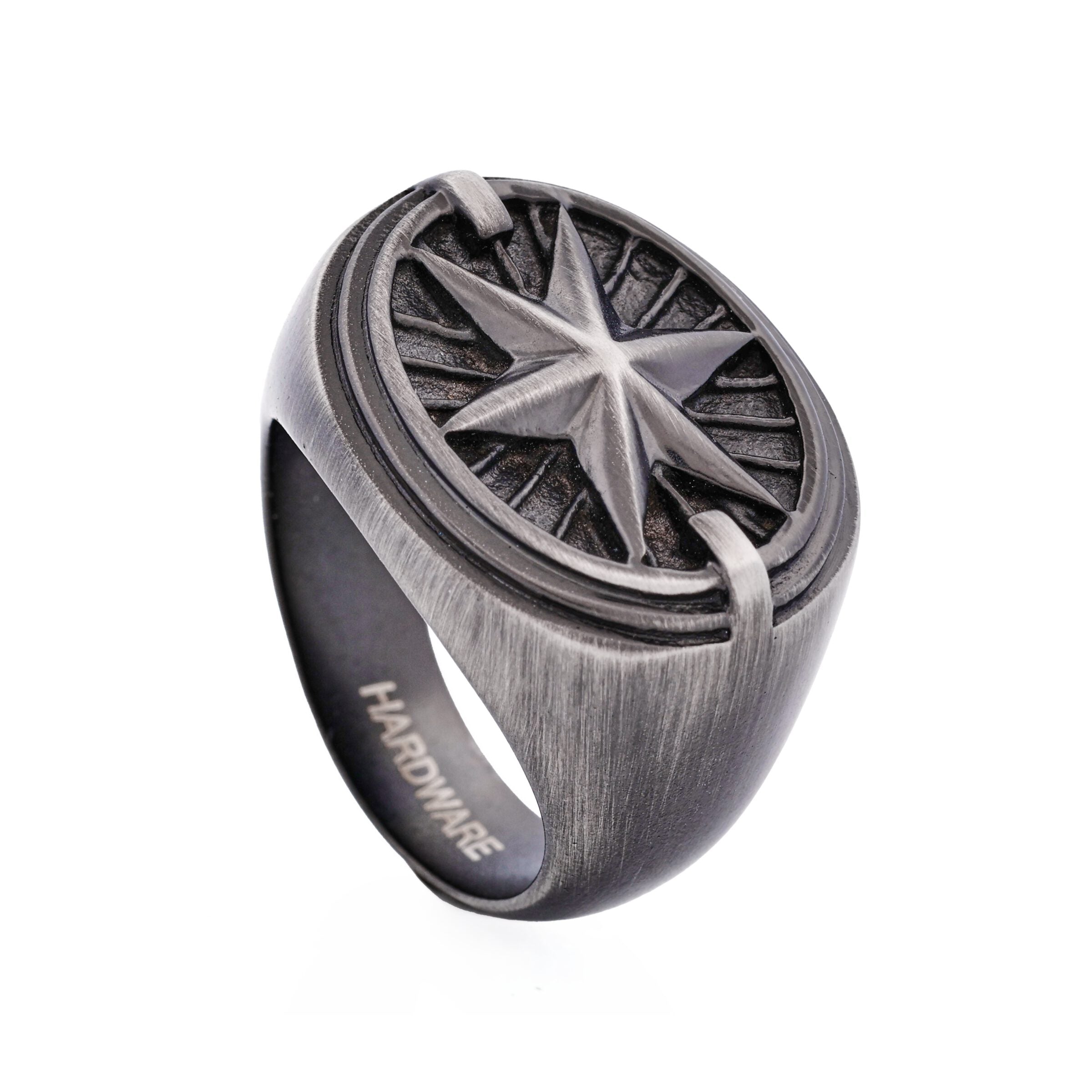 Ion Plated Antique Gunmetal Stainless Steel Ring