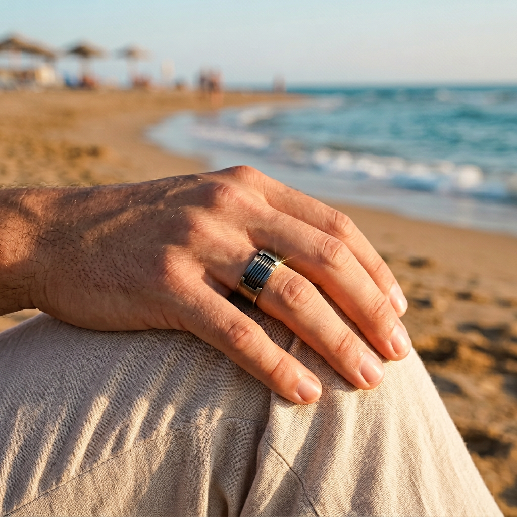 Ion Plated Antique Gunmetal Stainless Steel Ring
