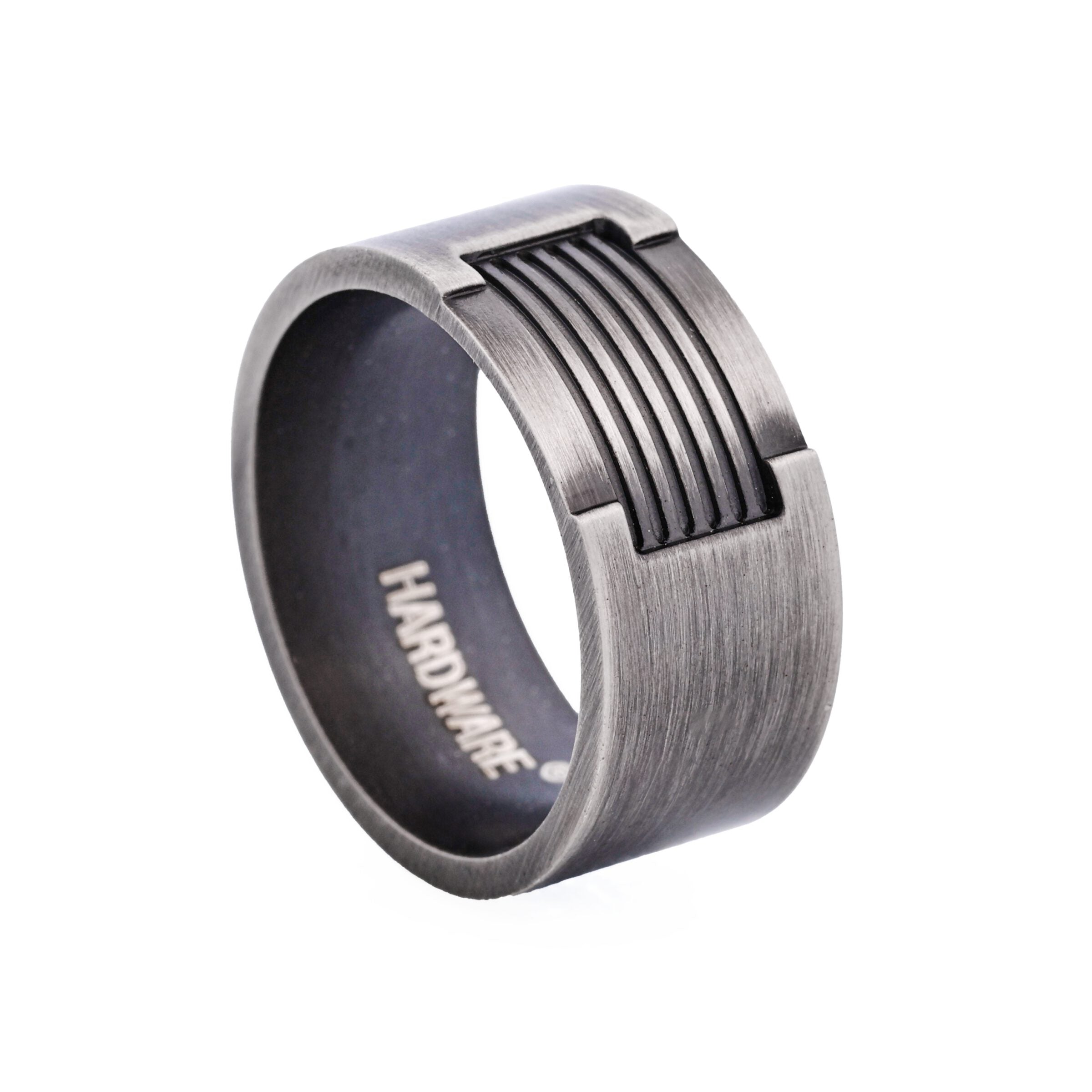 Ion Plated Antique Gunmetal Stainless Steel Ring