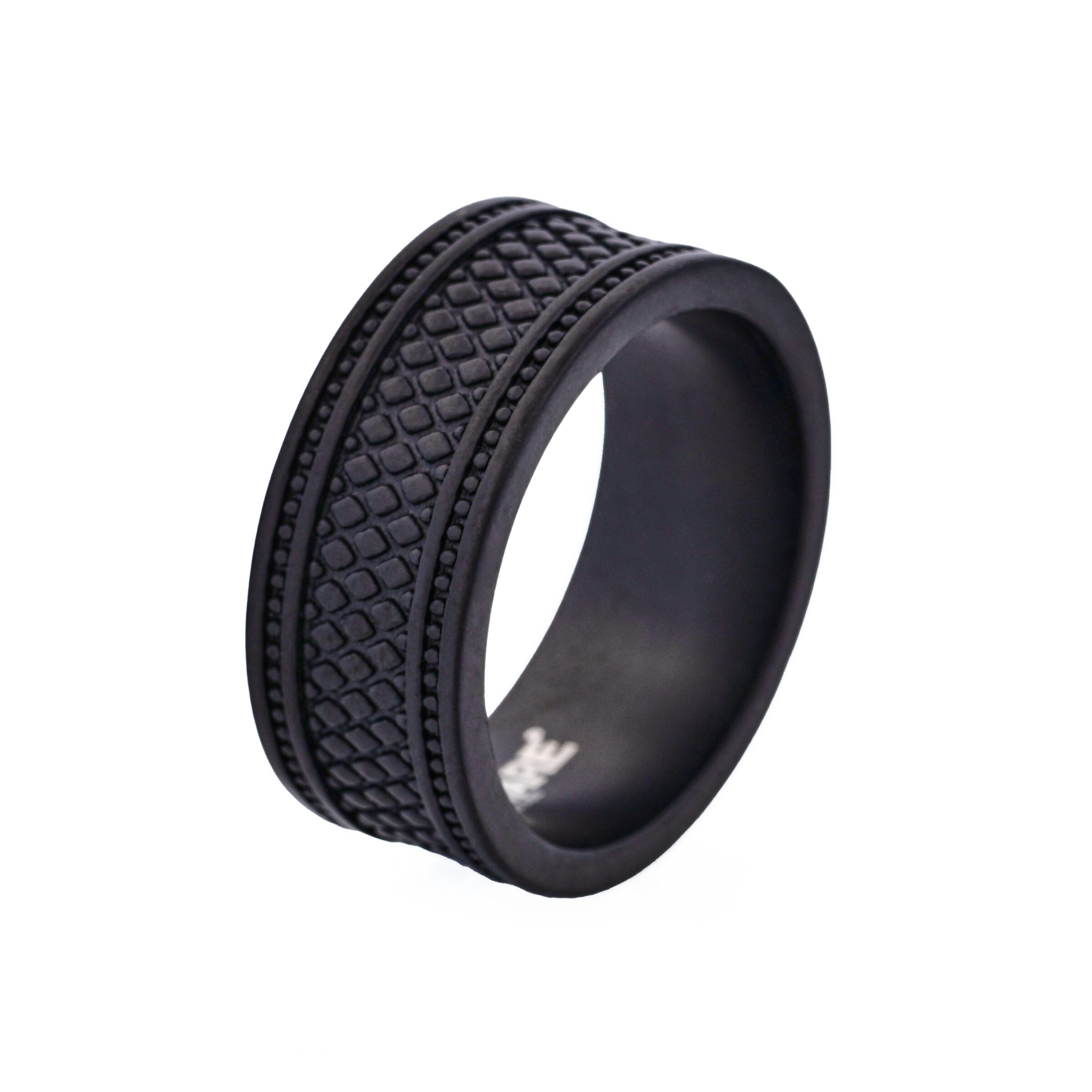 Ion Plated Black Stainless Steel pattern Ring
