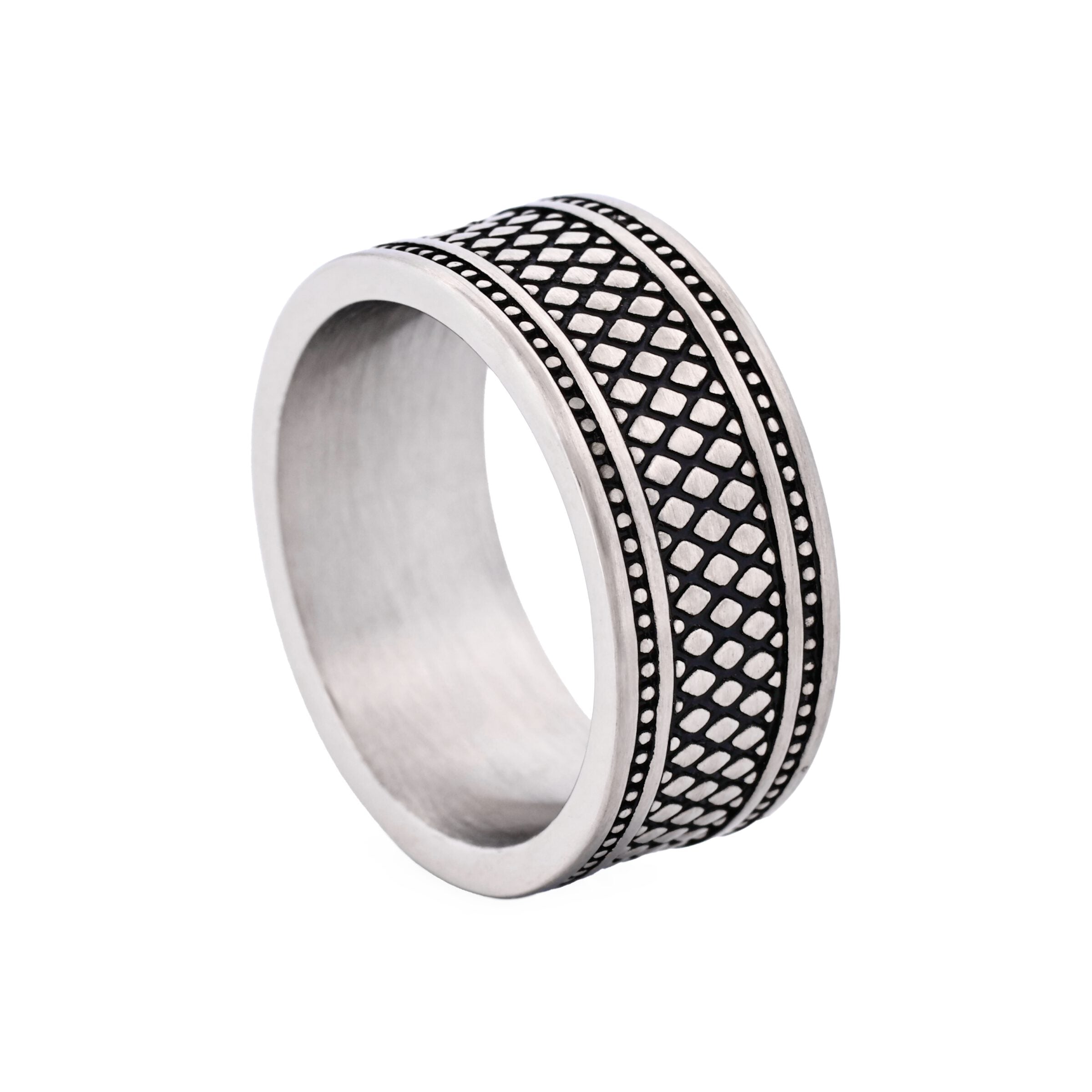 Ion Plated Antique Gunmetal Stainless Steel Ring