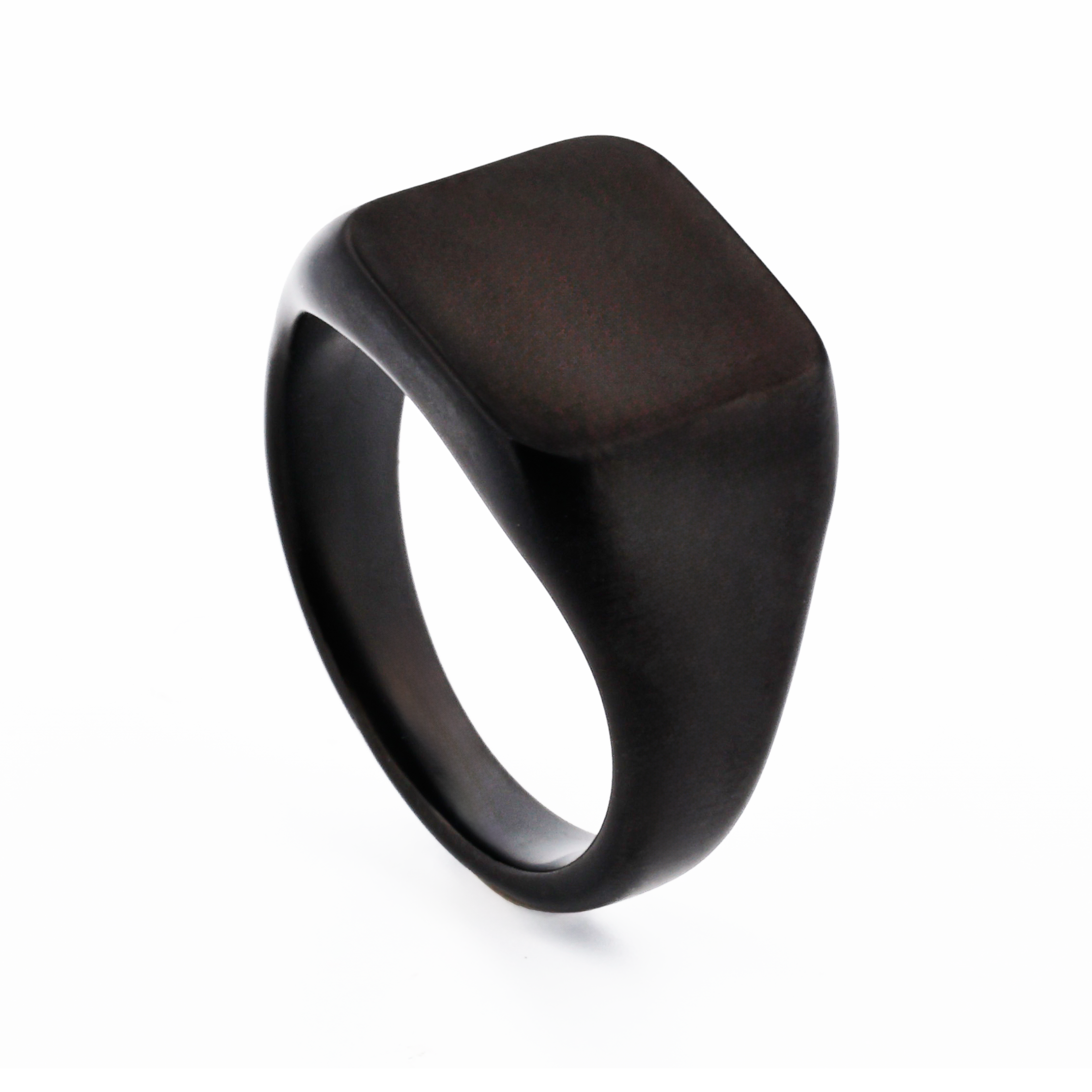 Ion Plated Black Brushed Stainless Steel Signet Ring
