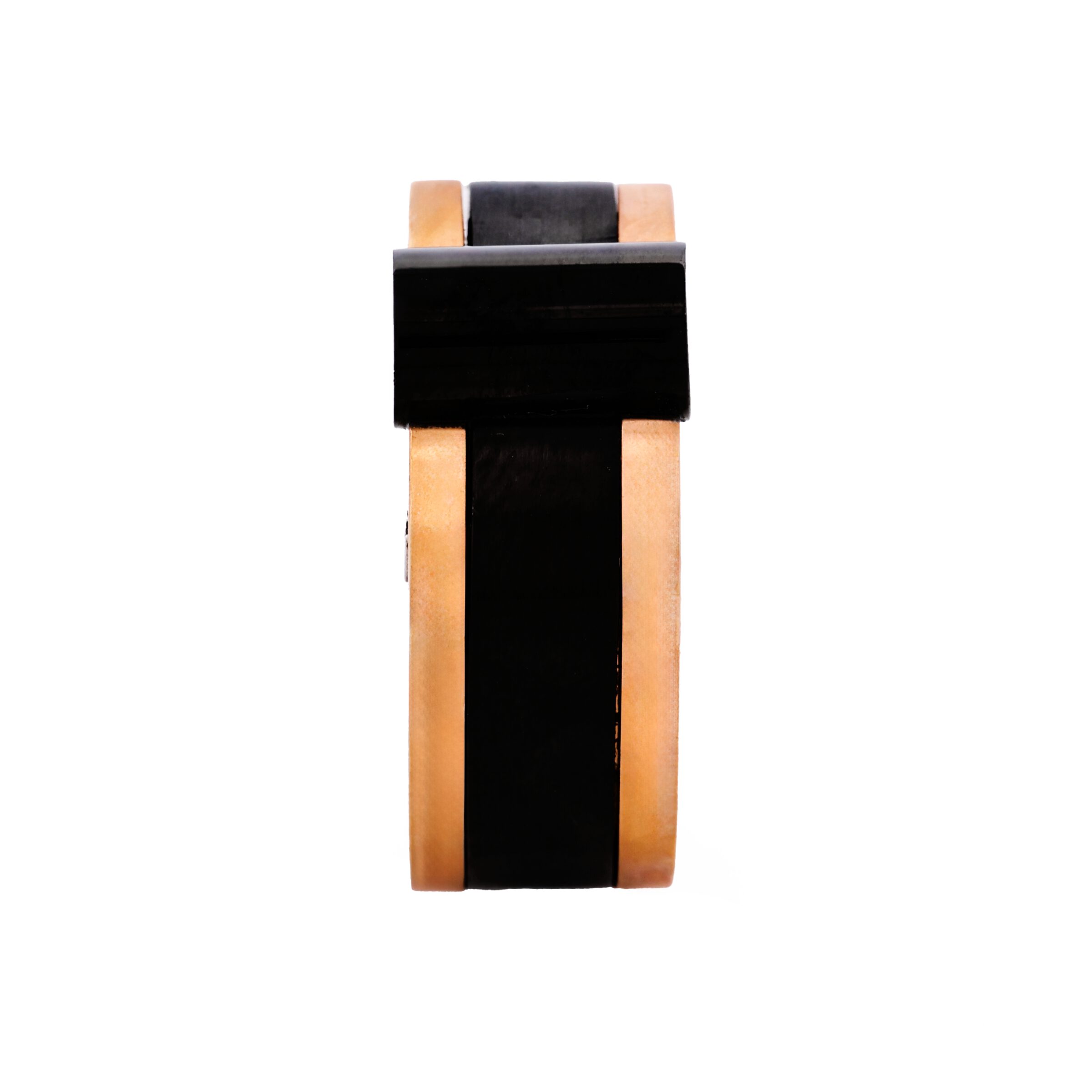 Stainless Steel/Ion Plated Rose Gold and Black Ring