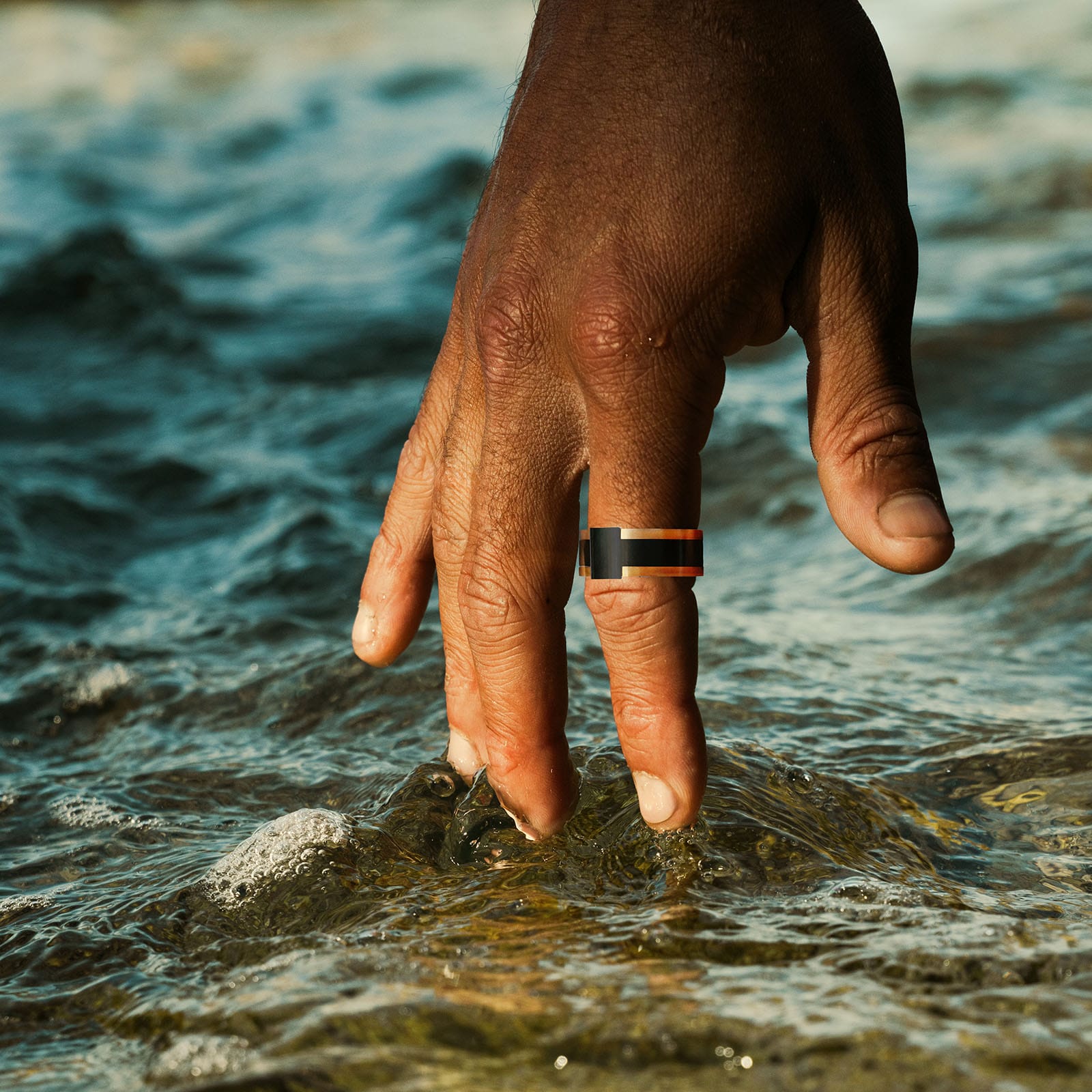 Stainless Steel/Ion Plated Rose Gold and Black Ring