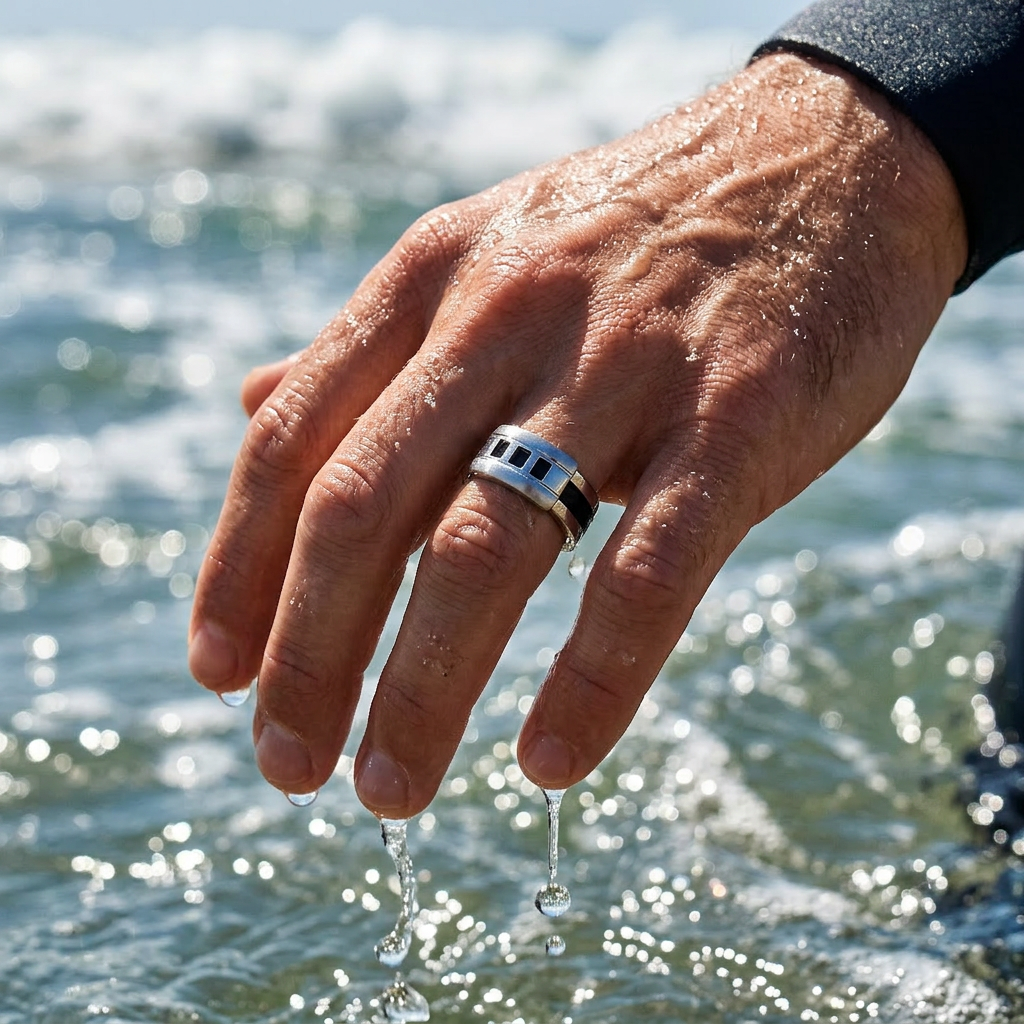 Stainless Steel and Black Ring