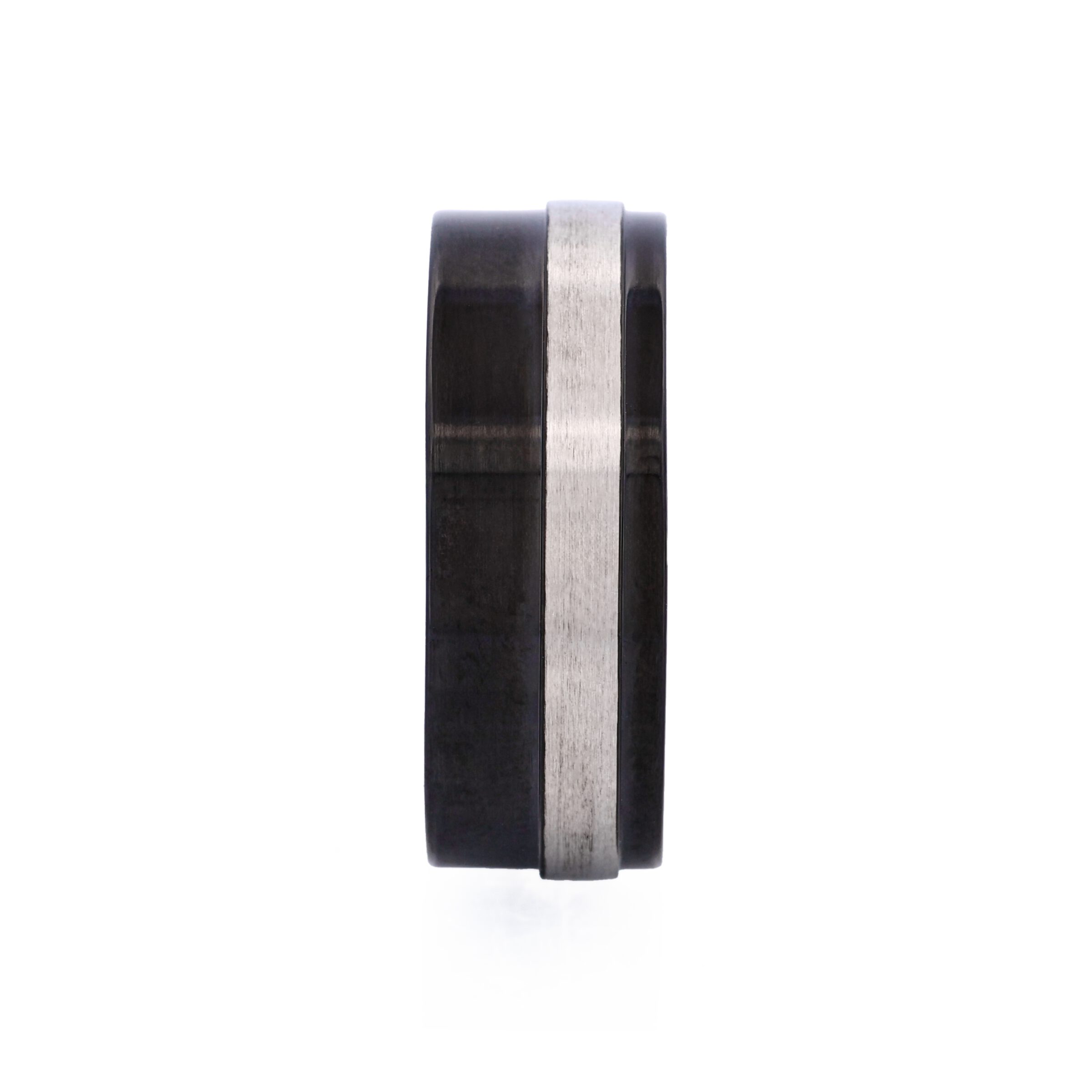 Polished Ion Plated Black and Brushed Stainless Steel Ring