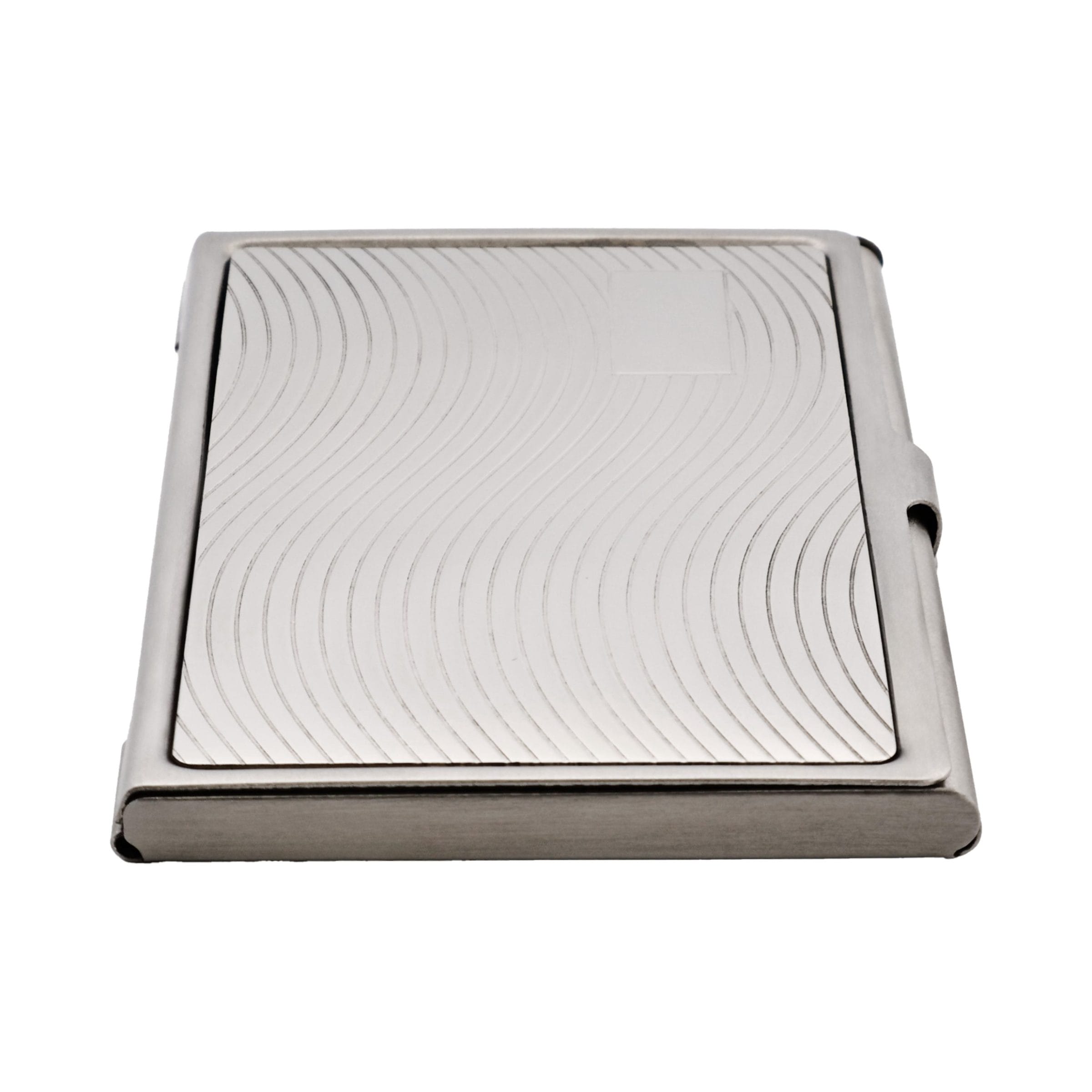 Card Case In Wave Pattern Brushed Stainless Steel