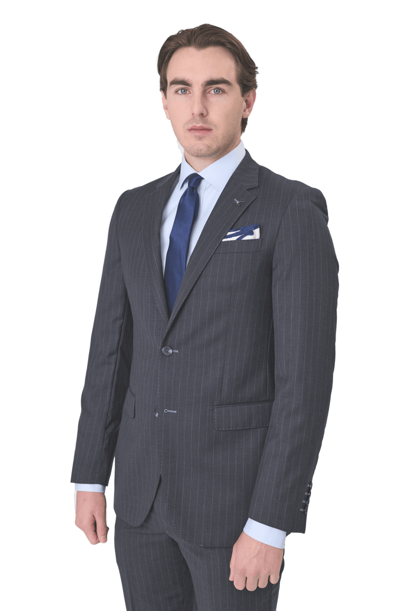 SW4 - Charcoal Abram Pin - Stripe Suit Jacket |Harrys for Menswear - Harrys for Menswear