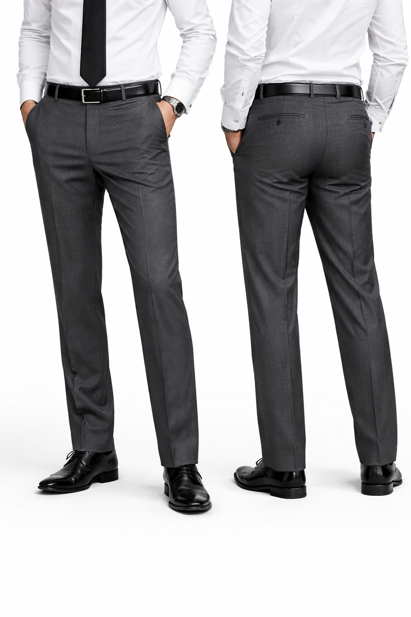 M4 Charcoal Jesse Fit Pant Slim Fit 50% Cool Wool 50% Polester 2 Jetted Hip Pockets Half Lined Finished Leg 87 cm in leg Ideal every day working suit .