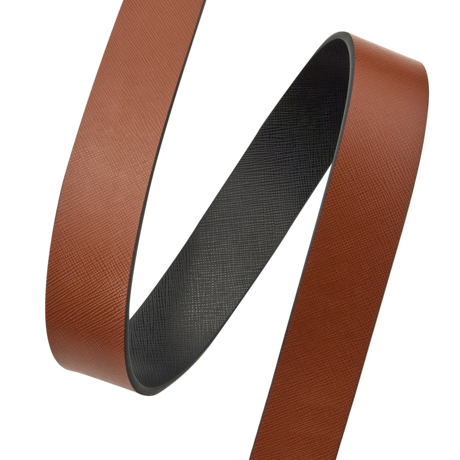 Black & Tan Saffiano reversible Leather Belt - Strap only