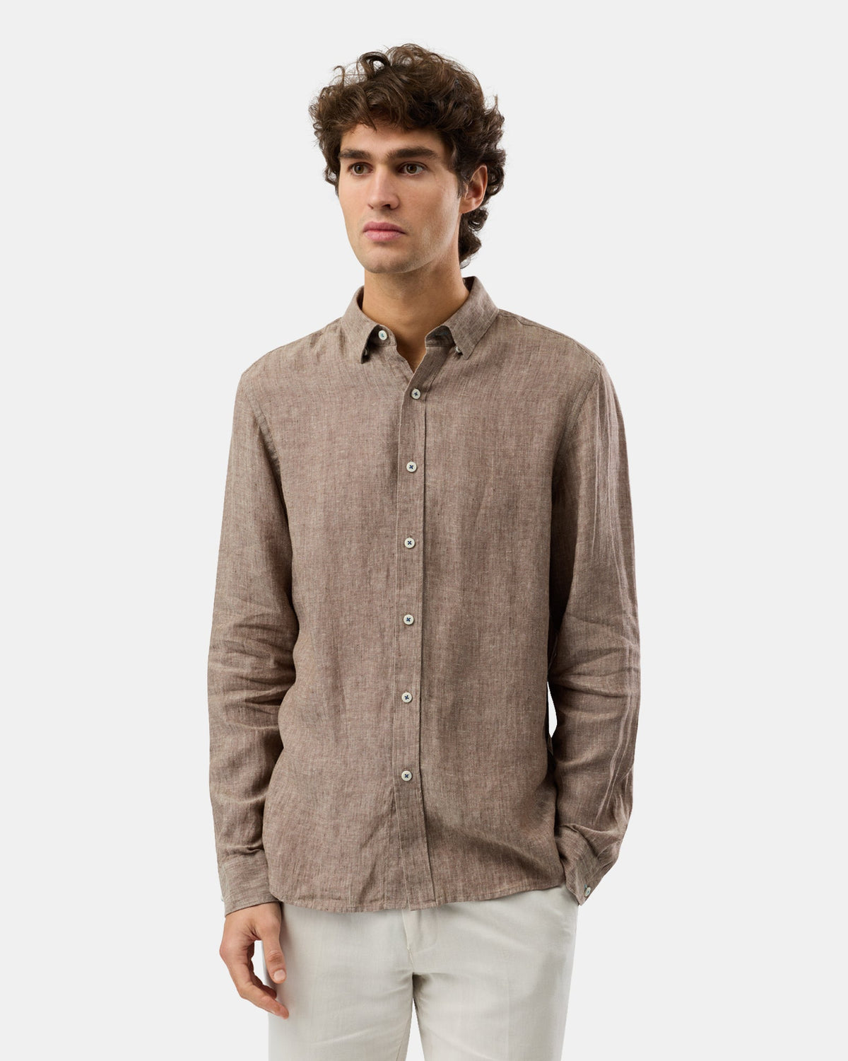 Brooksfield Linen Relaxed Slim Fit Shirt | Bark-BFS1176