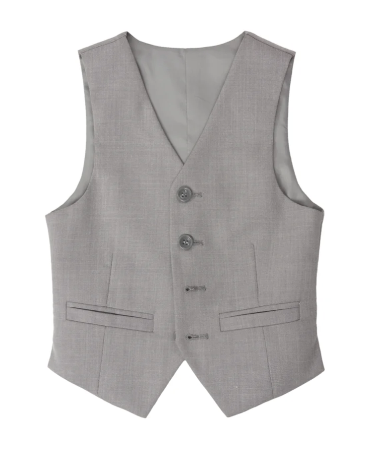 ### Harrison Plain Textured Boys Vest

The **Harrison Plain Textured Boys Vest** is the perfect finishing touch for any young gentleman's formal wardrobe. Featuring a classic plain textured fabric and a tailored fit, this versatile vest is designed to be worn with the **matching Harrison 3-Piece Suit** for a polished, coordinated look.

Ideal for weddings, page boys, school formals, family celebrations, and special occasions, the Harrison Vest can also be paired with dress trousers and a crisp shirt for a s
