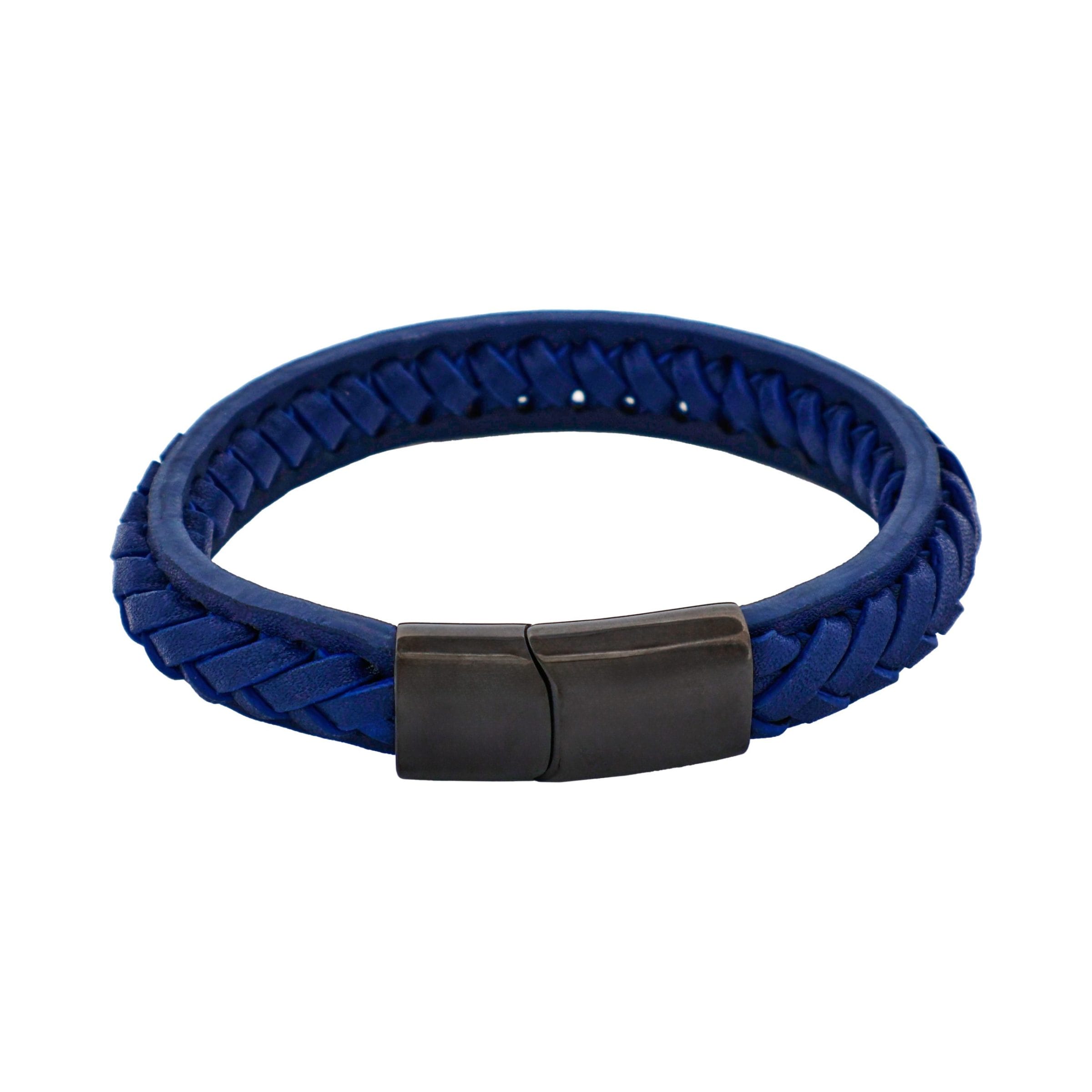 Savage - Navy Stitched Leather & Stainless Steel Bracelet