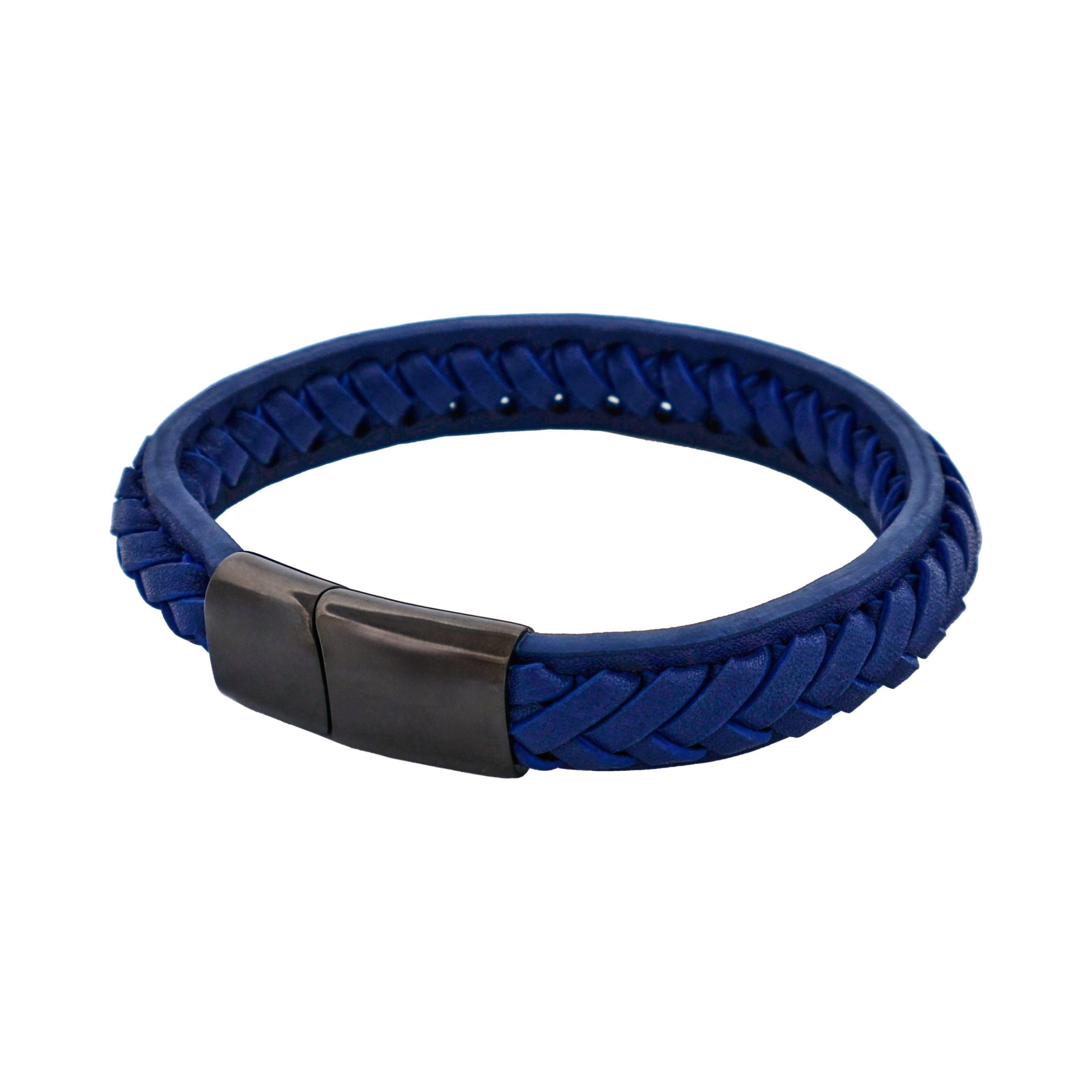 Savage - Navy Stitched Leather & Stainless Steel Bracelet