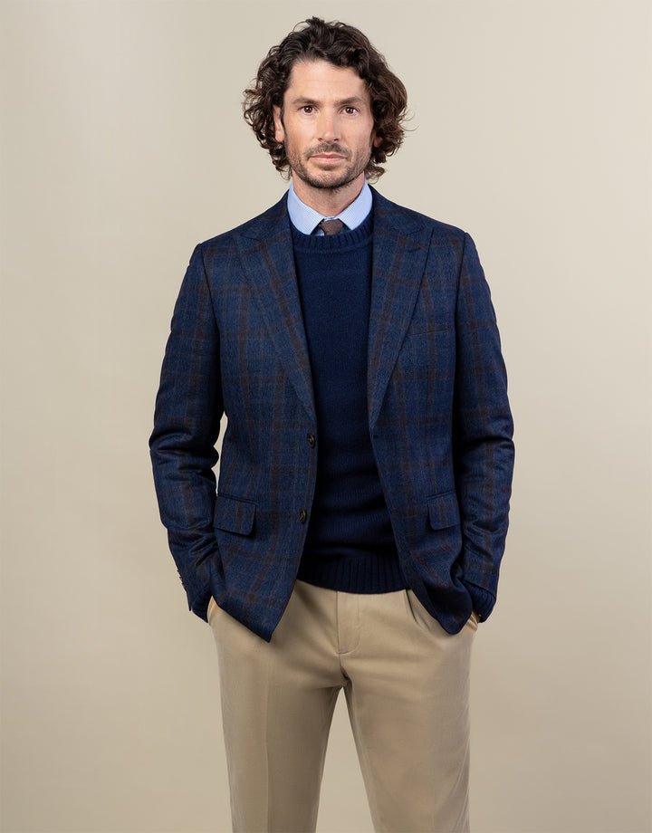 Lyon Blue Wool Jacket - Harrys for Menswear