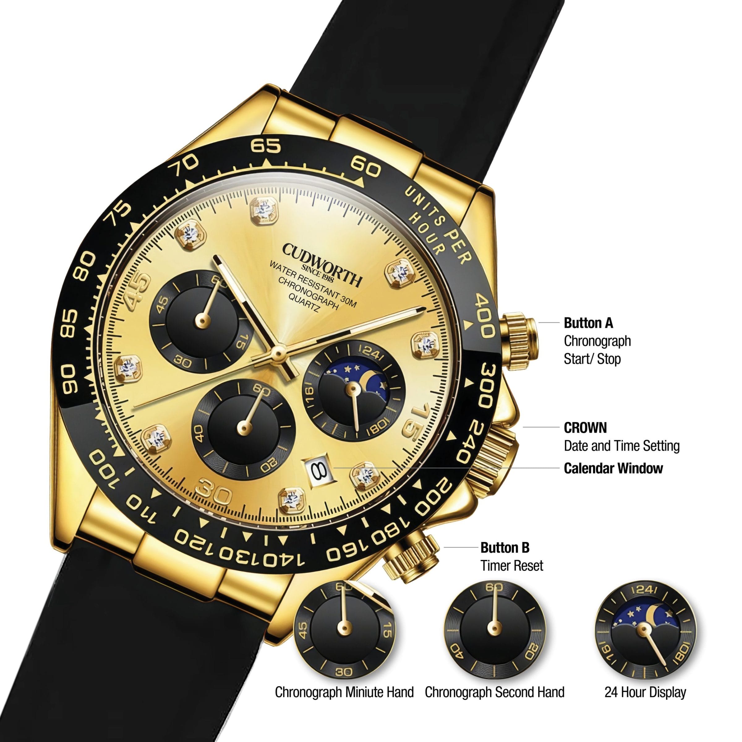 Cudworth Apex Chronograph Gold & Silicone