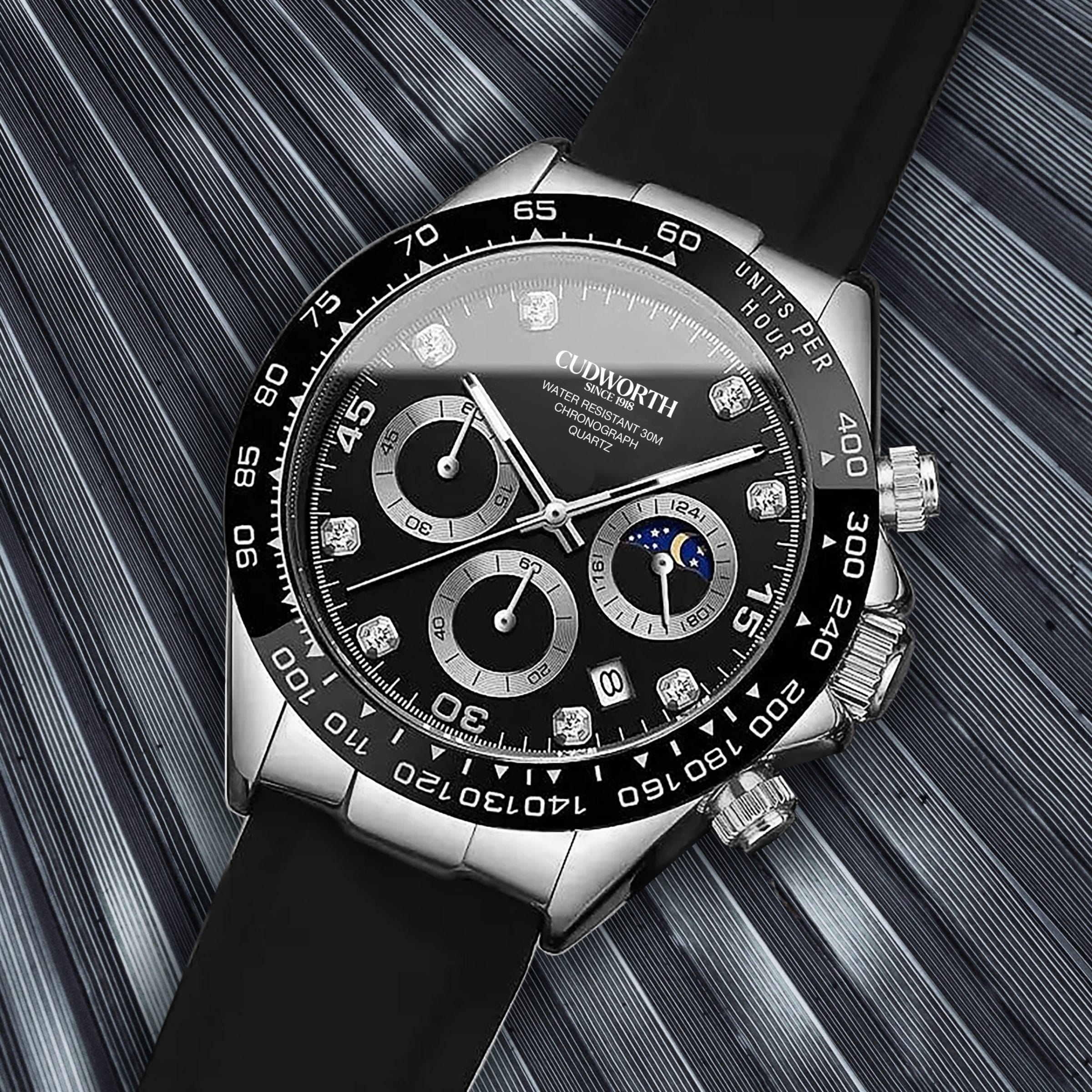 Cudworth Apex Chronograph Jet Black & Silicone
