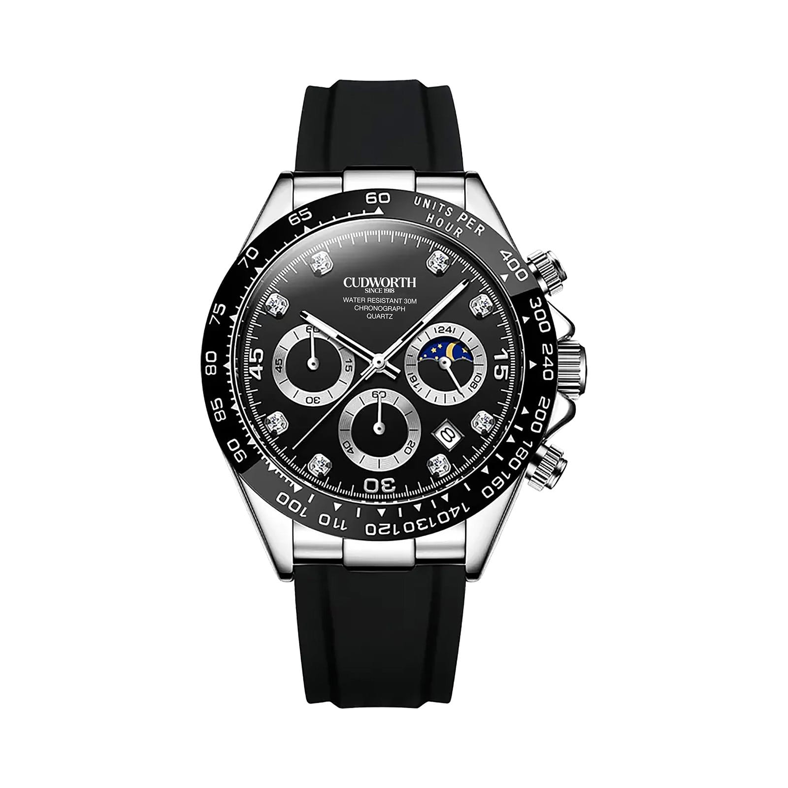 Cudworth Apex Chronograph Jet Black & Silicone