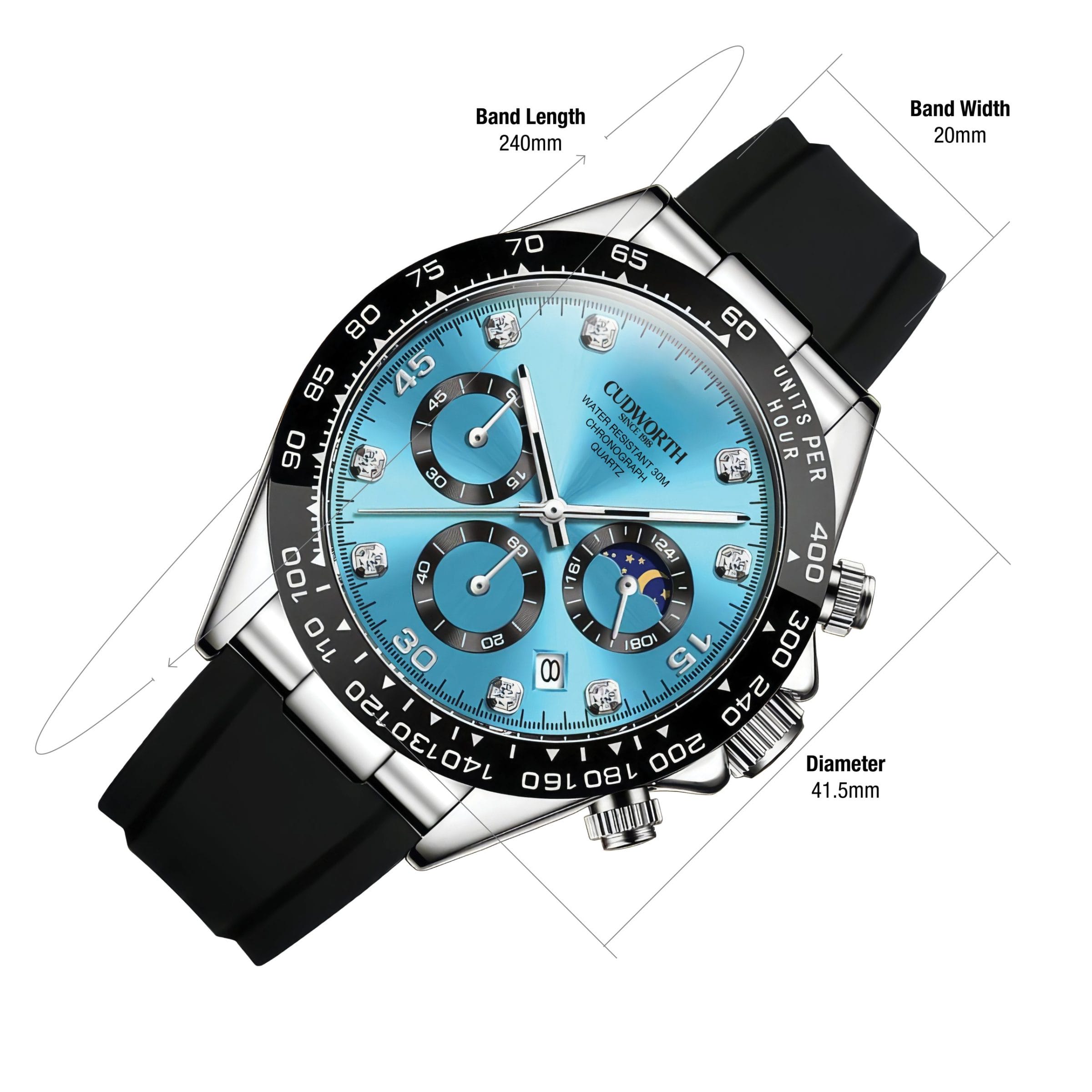 Cudworth Apex Chronograph Turquoise & Silicone