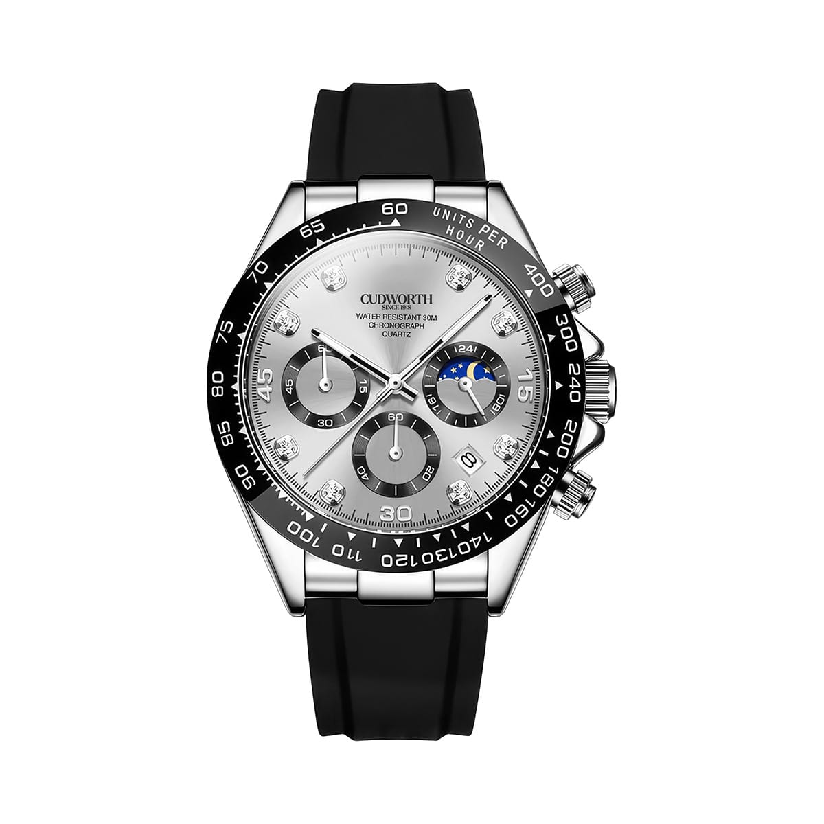 Cudworth Apex Chronograph Silver & Silicone
