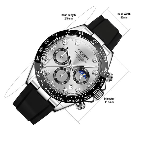 Cudworth Apex Chronograph Silver & Silicone