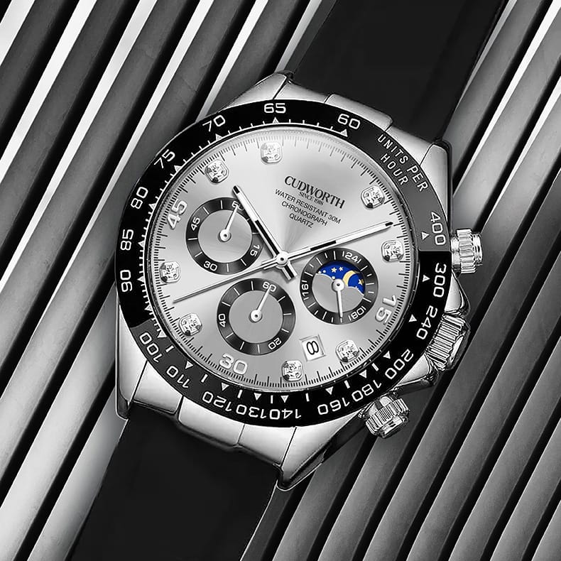Cudworth Apex Chronograph Silver & Silicone