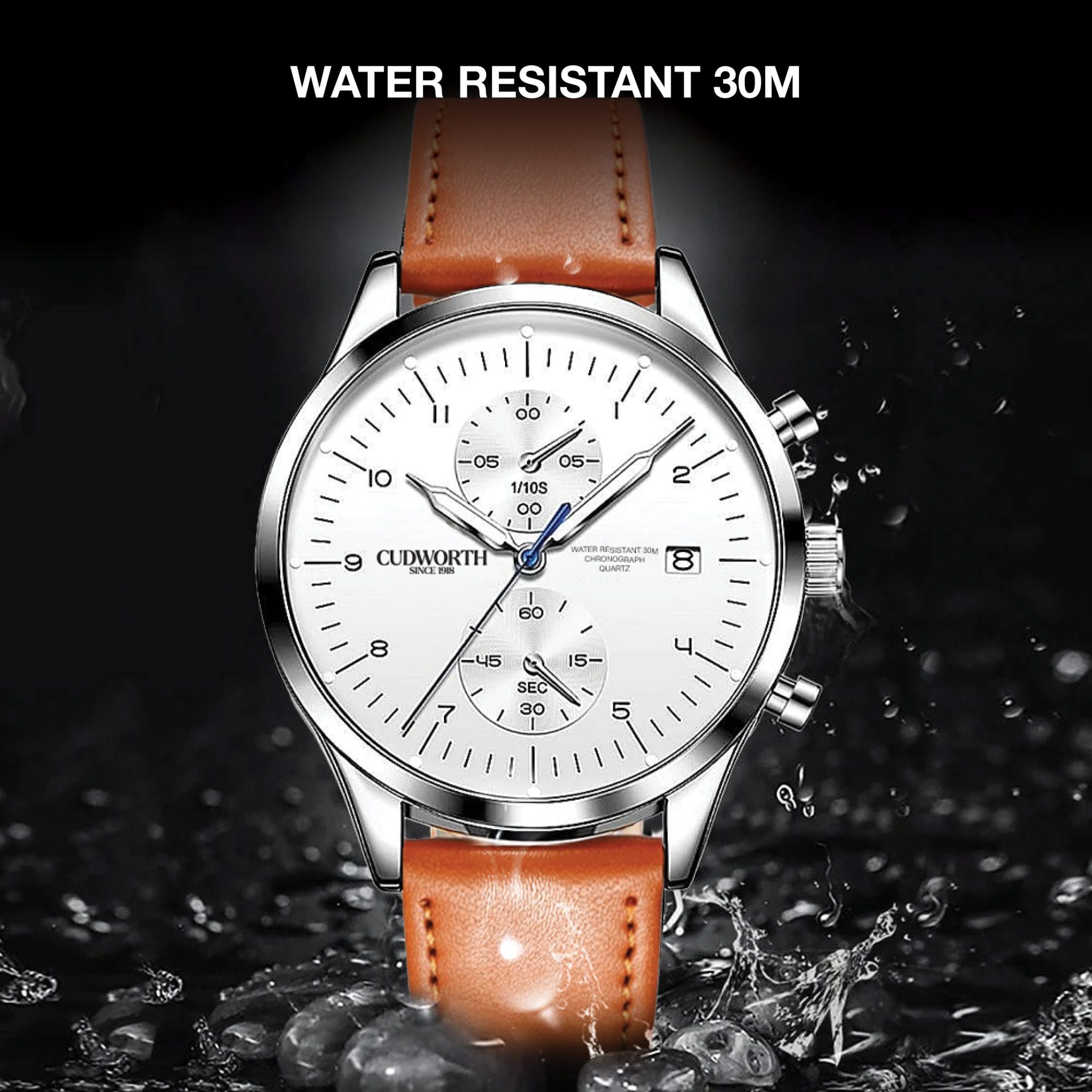 Cudworth Heritage Chronograph, Arctic White & Tan