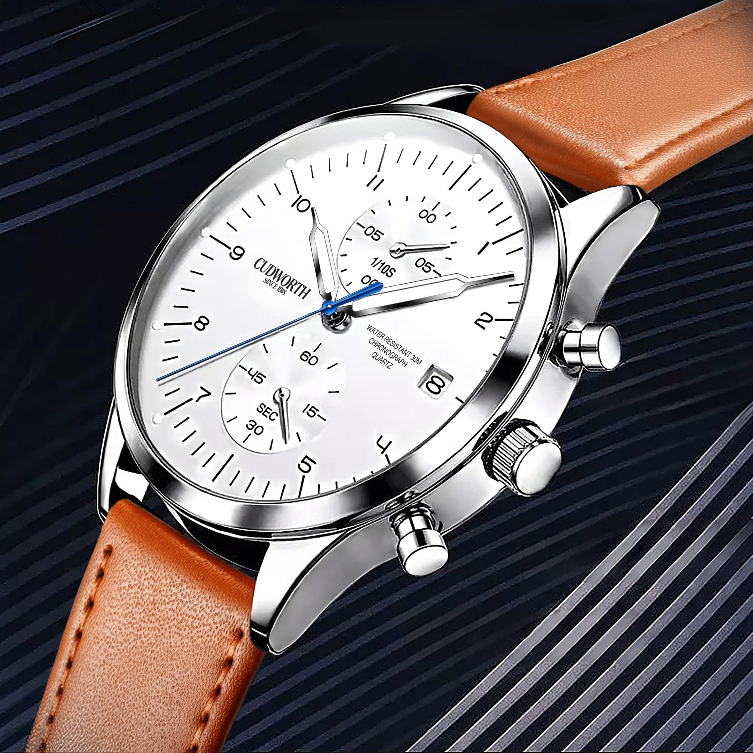 Cudworth Heritage Chronograph, Arctic White & Tan