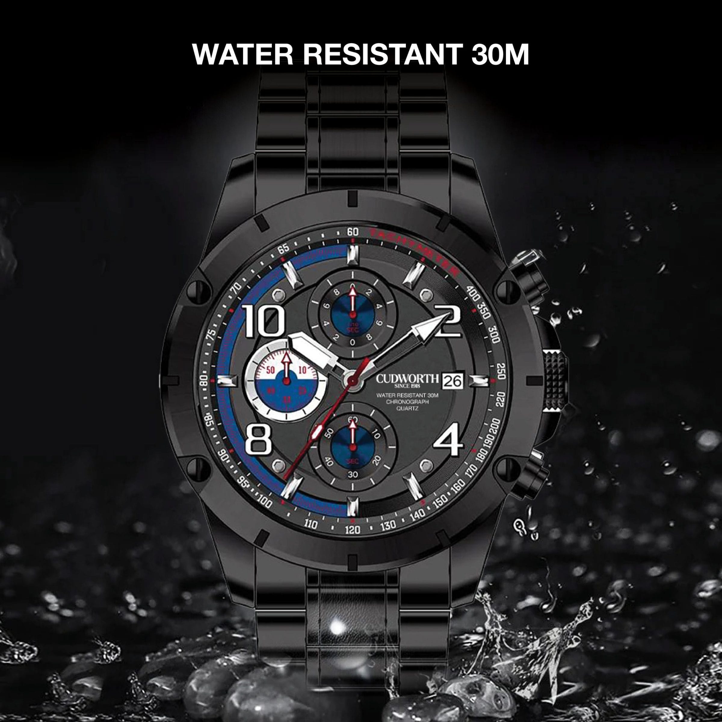 Cudworth Velocity Chronograph, Black Steel