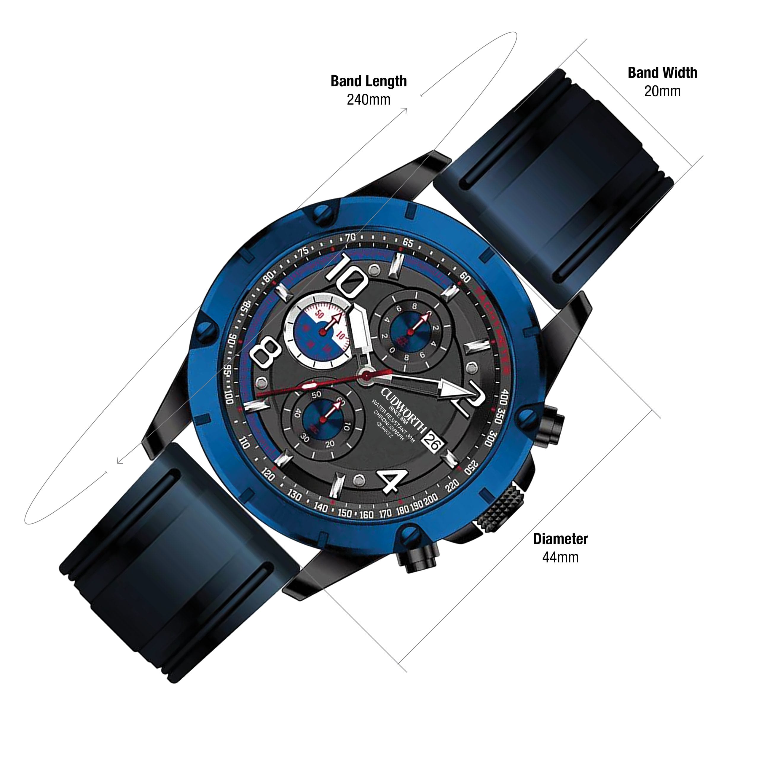 Cudworth Velocity Chronograph, Blue Black & Silicone