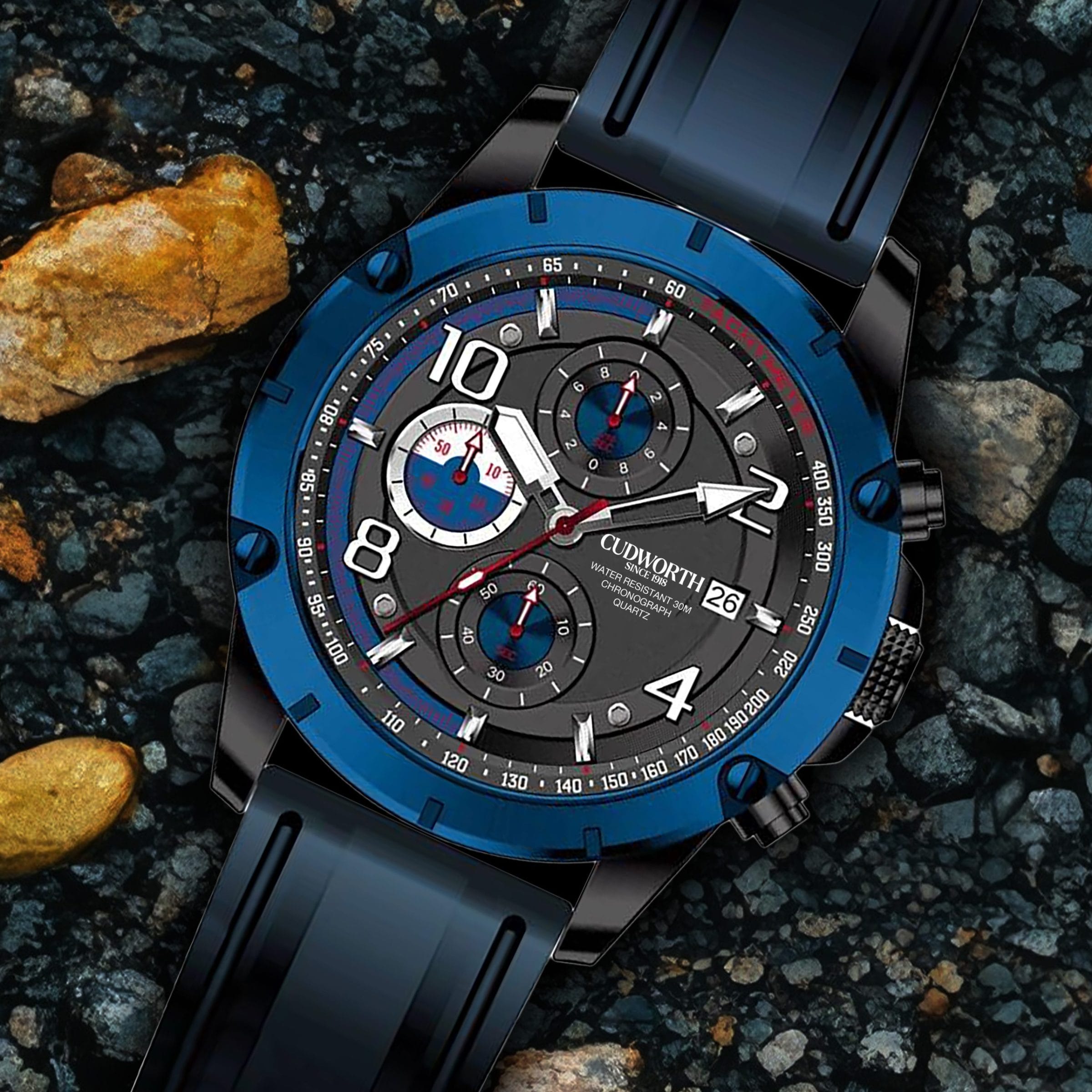 Cudworth Velocity Chronograph, Blue Black & Silicone