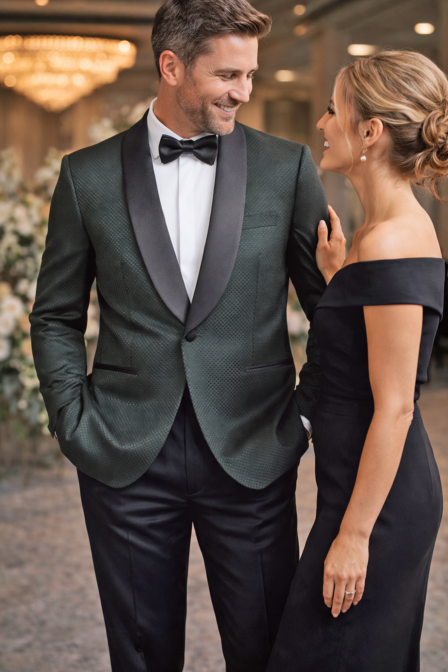 Dark Green Floral Dinner Jacket