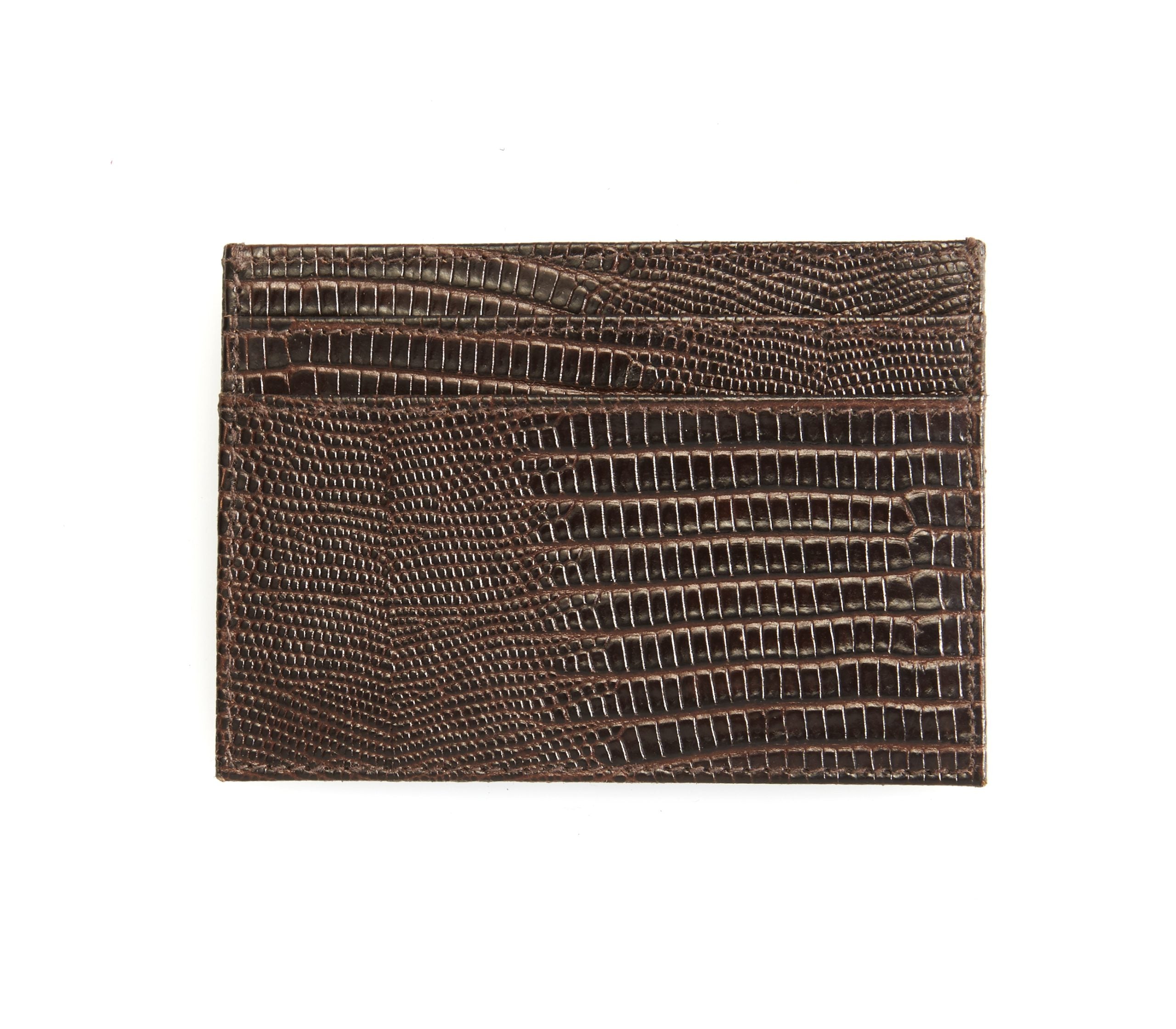 Brown Lizard Leather Credit Card Case