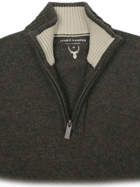 JHK61 1/4 Zip Olive Marle CottonBlend - Harrys for Menswear