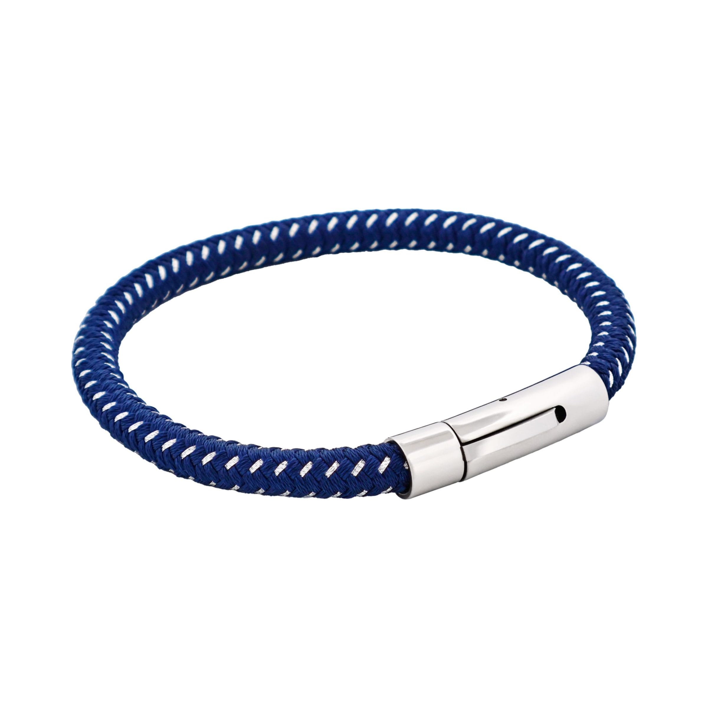 Savage - Navy & Stainless Steel Wire Leather Bracelet