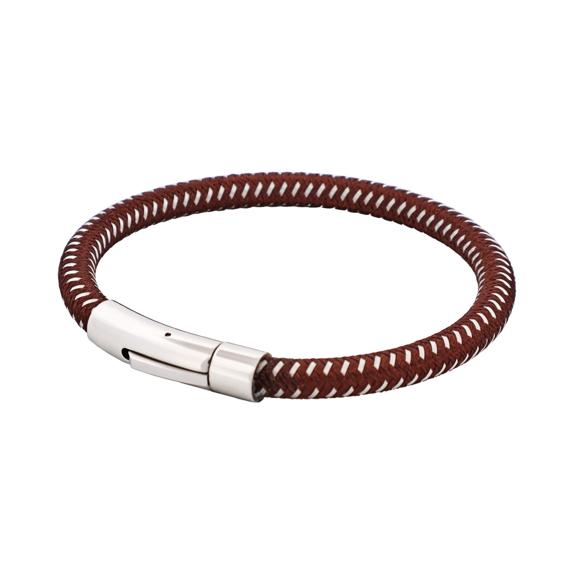 Savage - Brown Leather & Stainless Steel Wire Bracelet