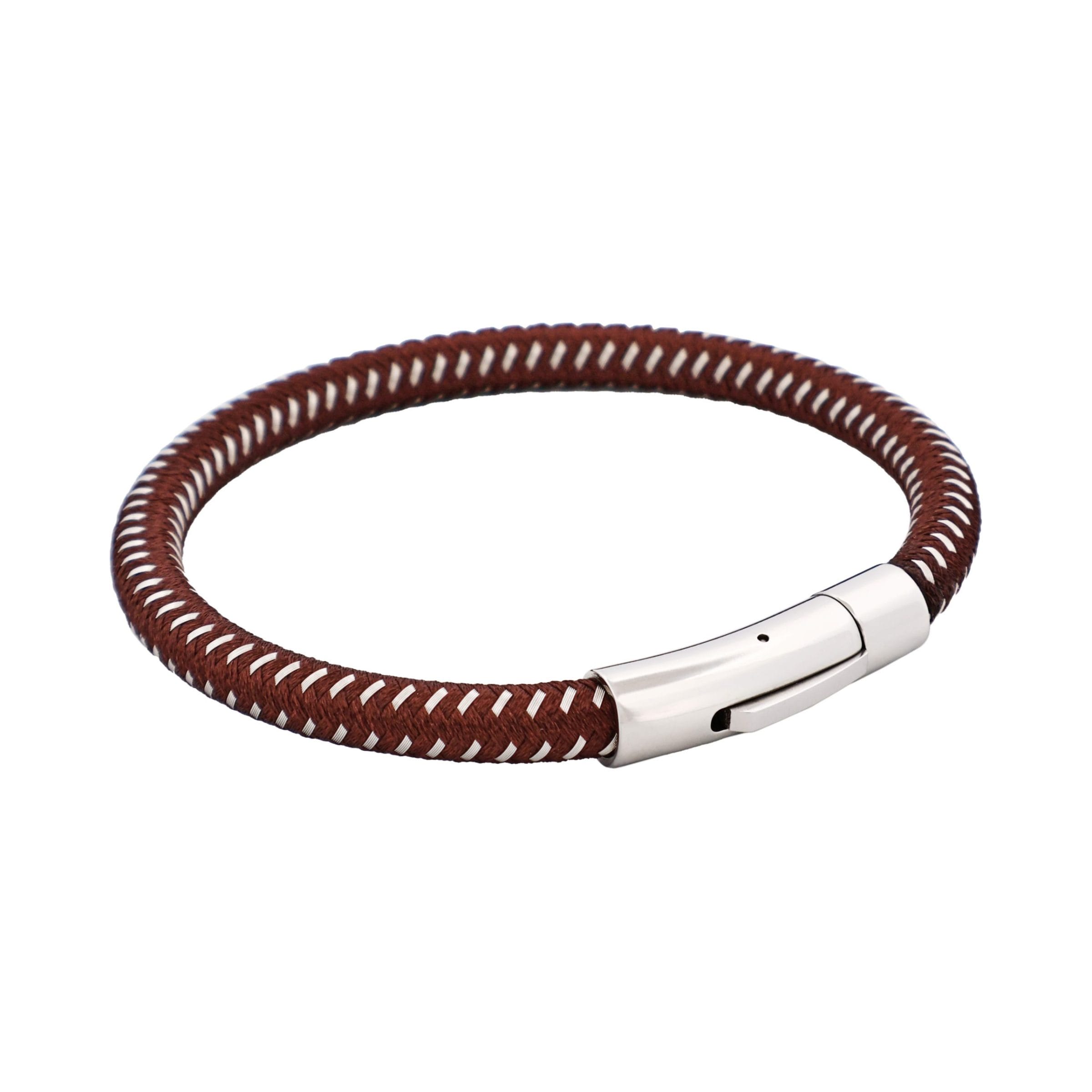 Savage - Brown Leather & Stainless Steel Wire Bracelet