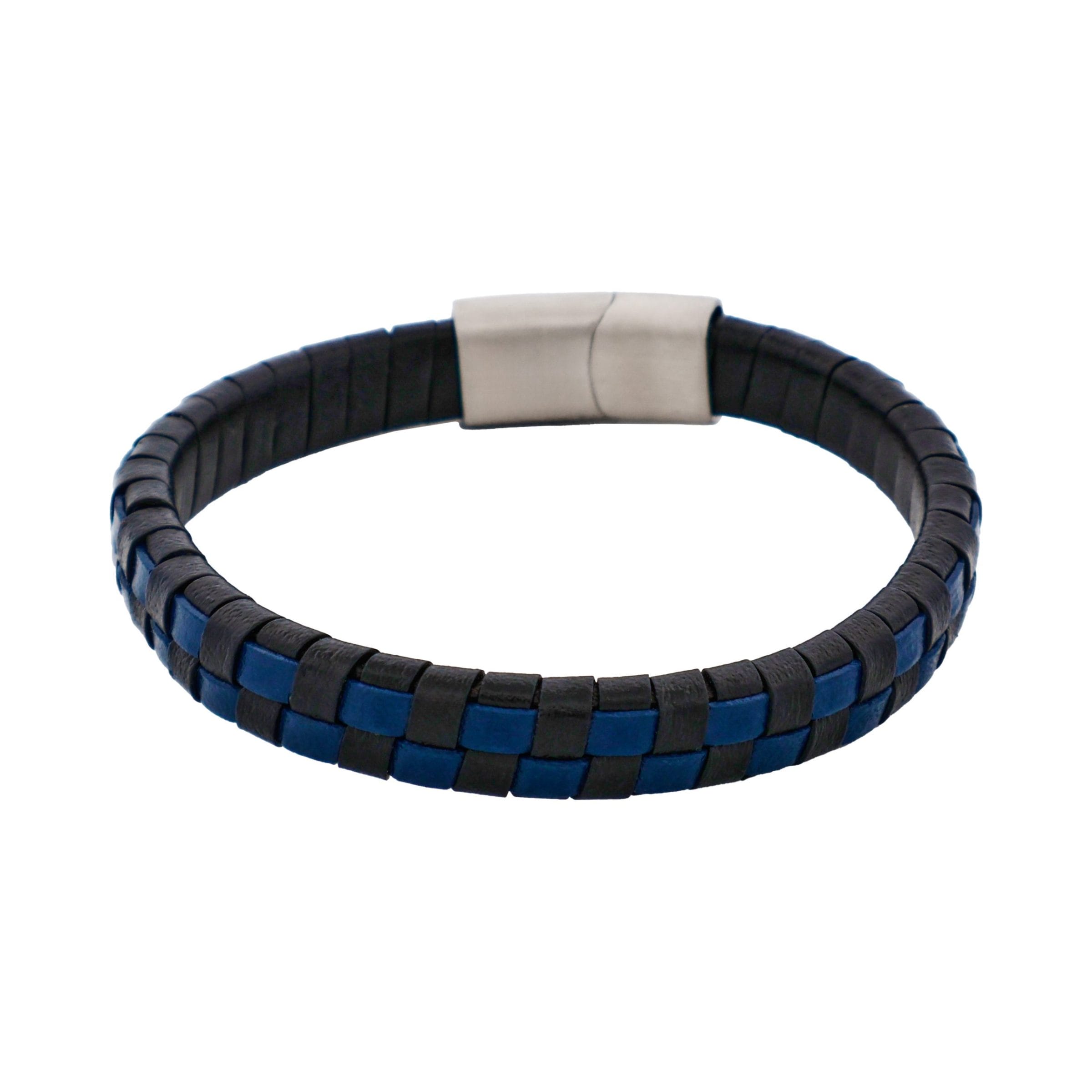 Savage - Blue & Black Braided Leather & Stainless Steel Bracelet