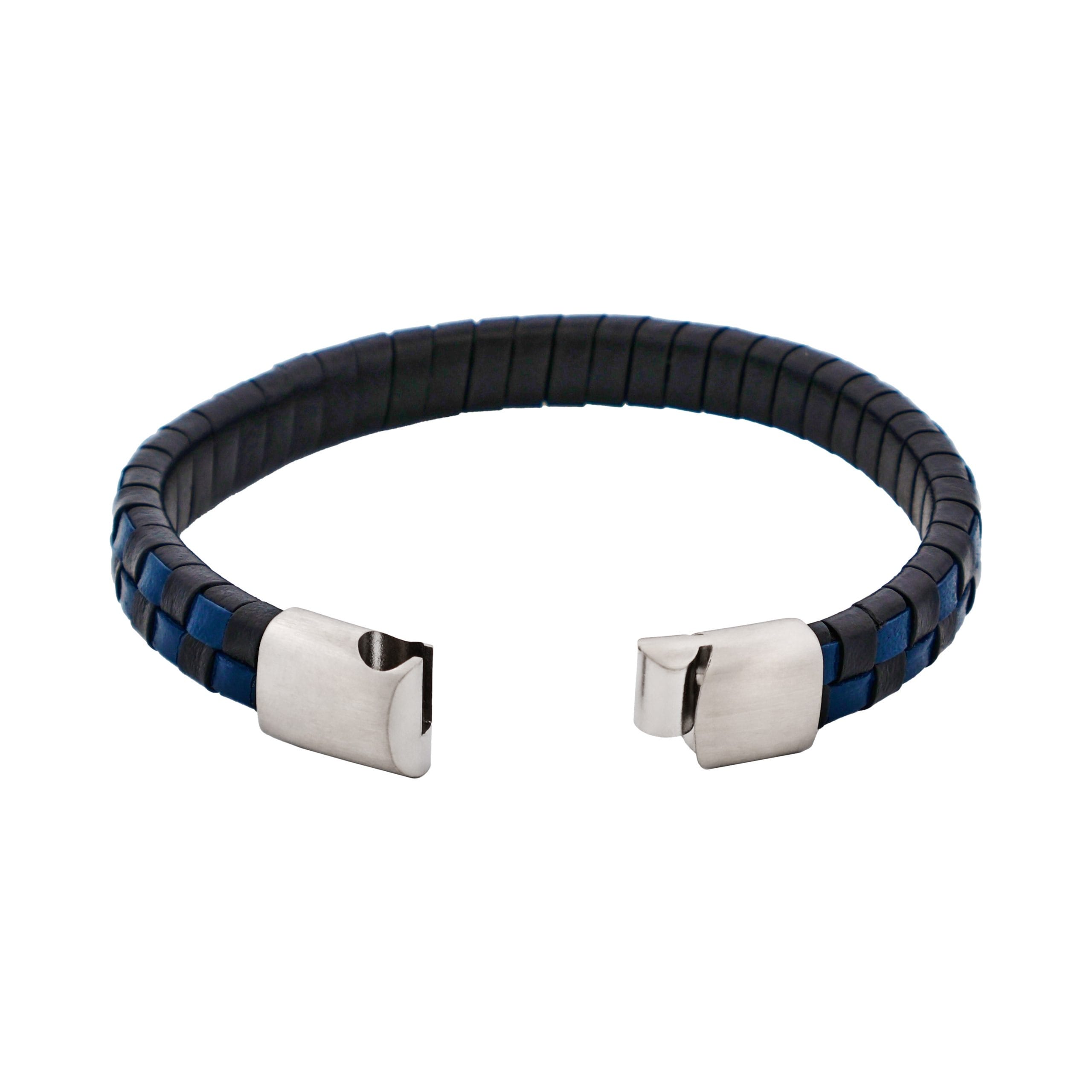 Savage - Blue & Black Braided Leather & Stainless Steel Bracelet
