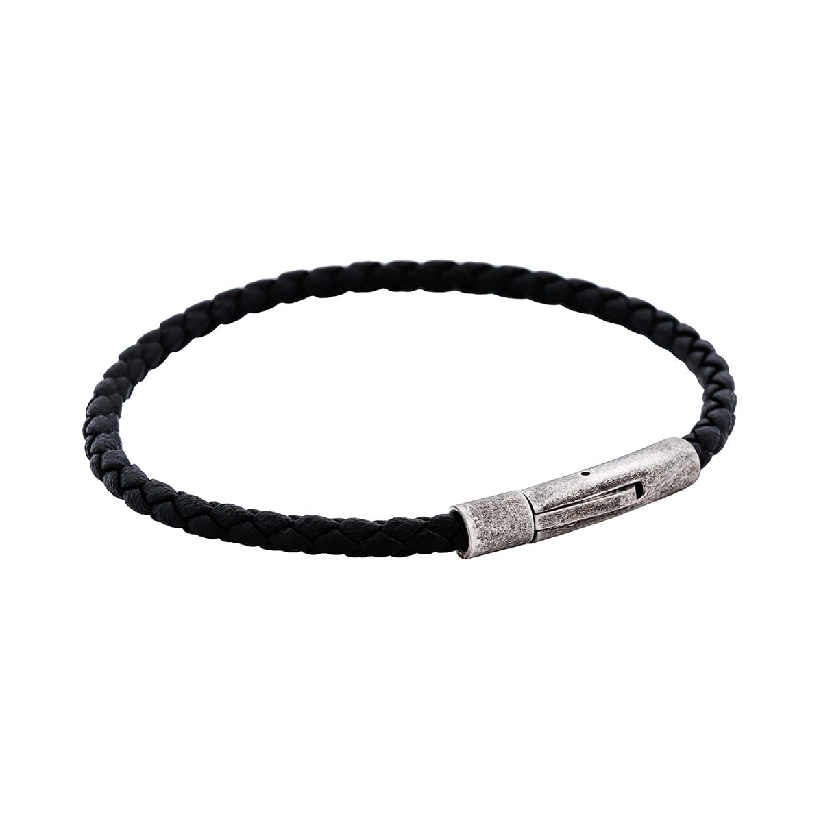 Cudworth MAGRO Leather 3mm with stainless steel clasp bracelet 21.5MM - NERO