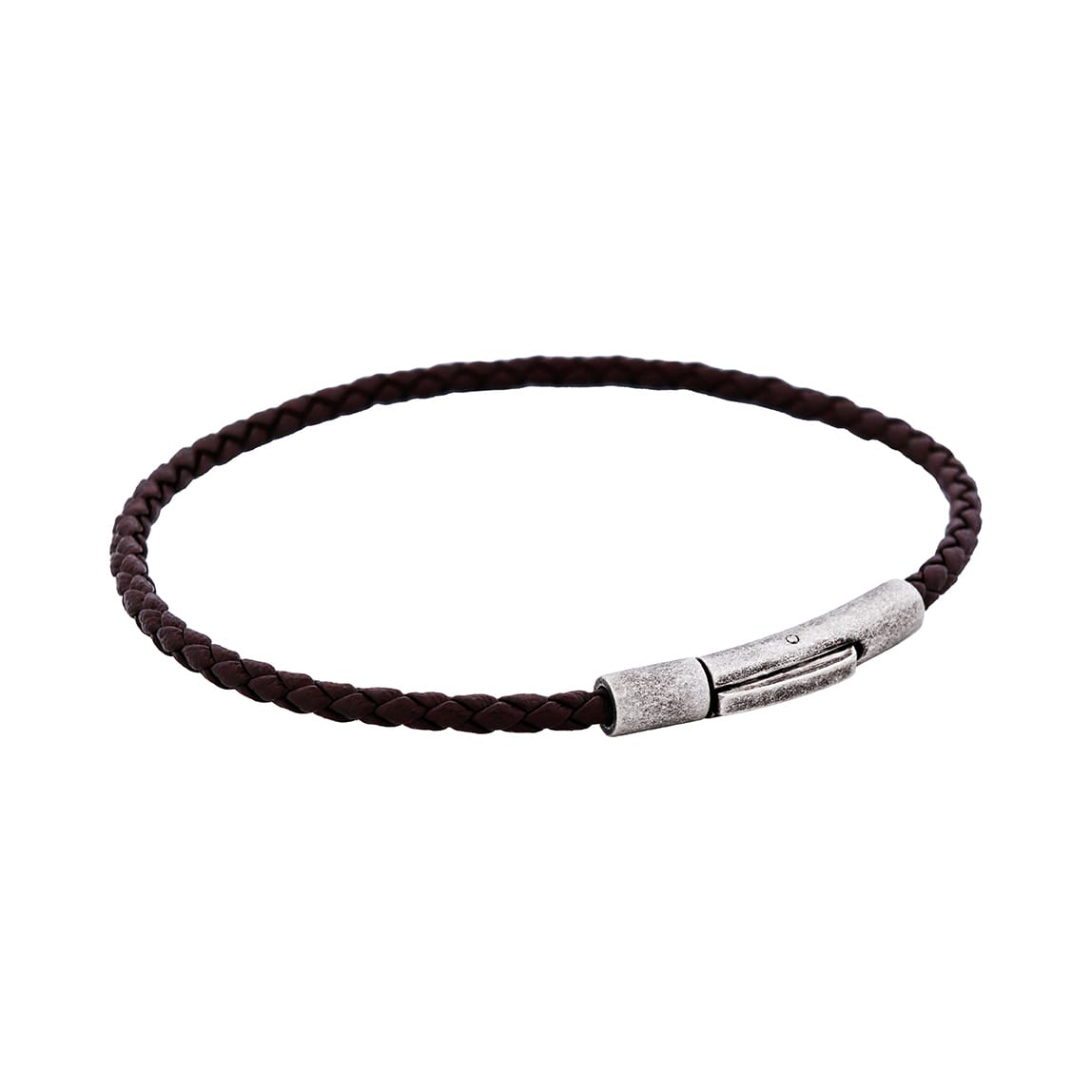 Cudworth MAGRO Leather 3mm with stainless steel clasp bracelet 21.5MM - MARRONE SCURO
