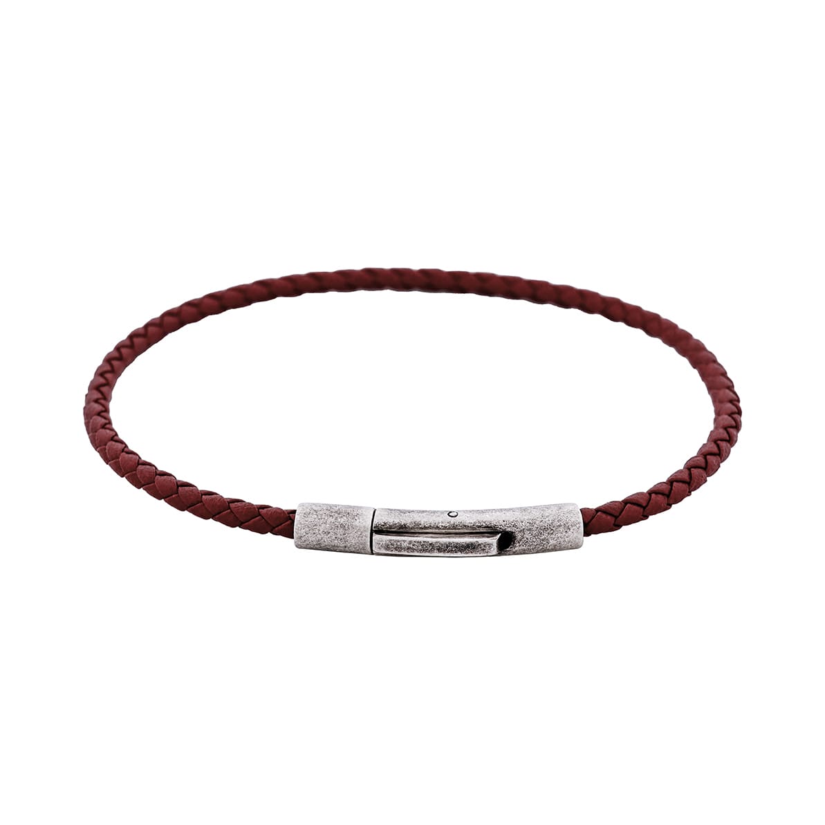 Cudworth MAGRO Leather 3mm with stainless steel clasp bracelet 21.5MM - MARRONE