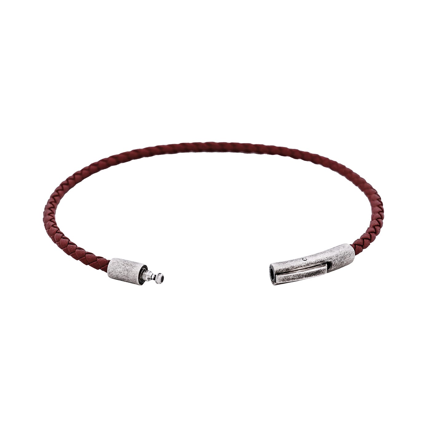 Cudworth MAGRO Leather 3mm with stainless steel clasp bracelet 21.5MM - MARRONE