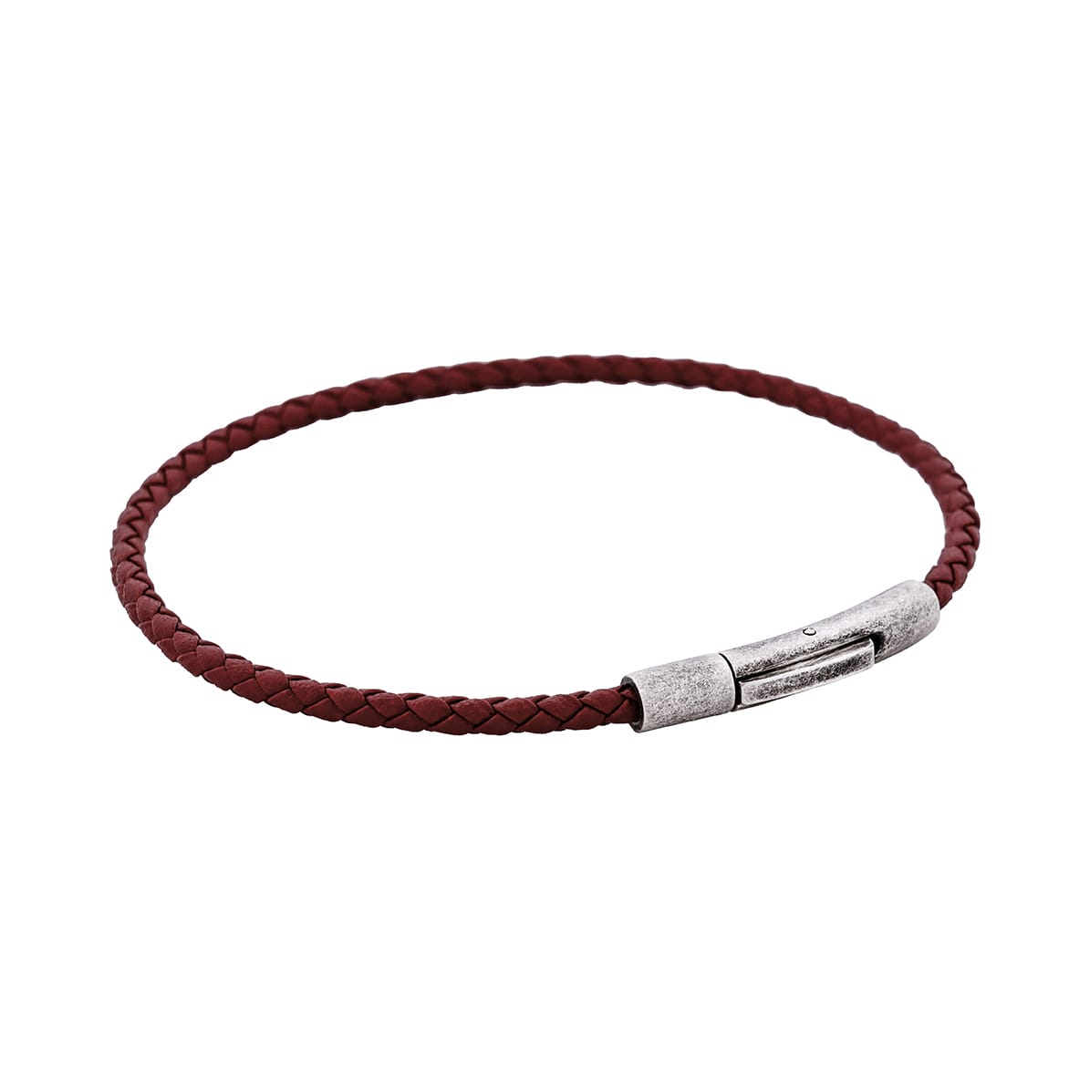 Cudworth MAGRO Leather 3mm with stainless steel clasp bracelet 21.5MM - MARRONE