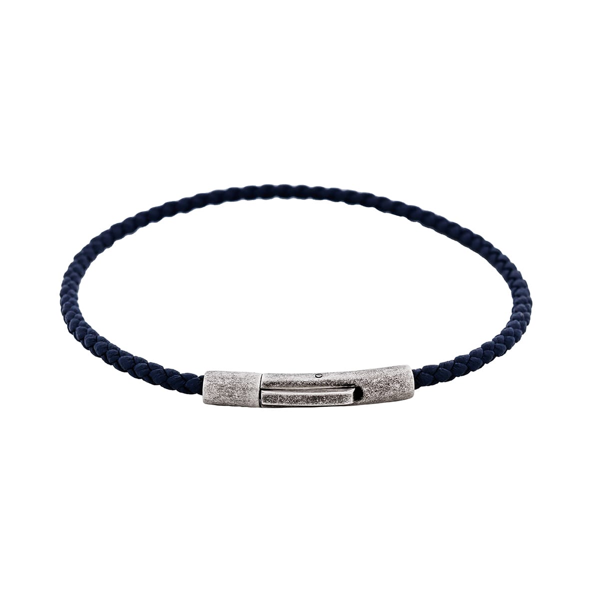 Cudworth MAGRO Leather 3mm with stainless steel clasp bracelet 21.5MM - CIELO DI MEZZANOTTE