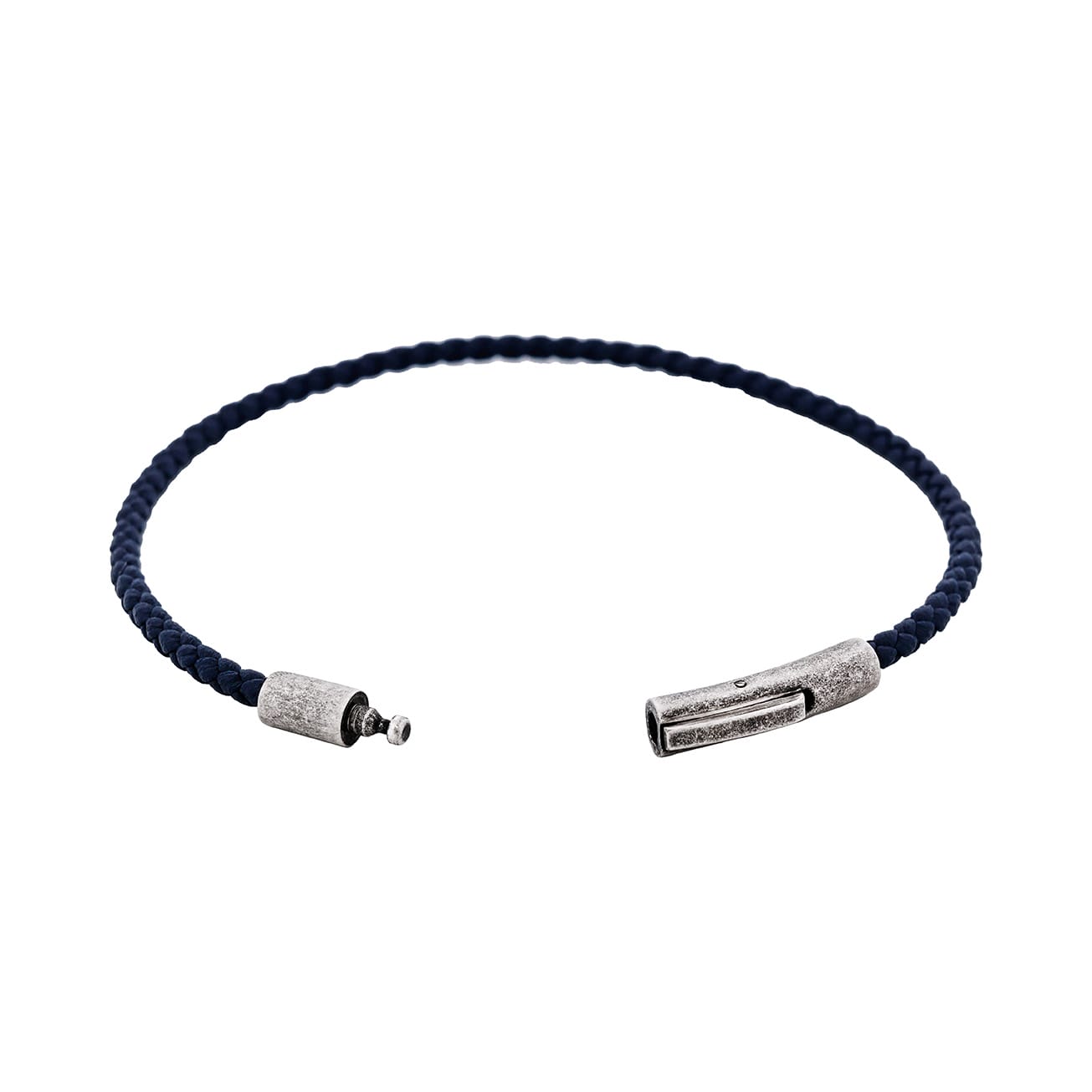 Cudworth MAGRO Leather 3mm with stainless steel clasp bracelet 21.5MM - CIELO DI MEZZANOTTE