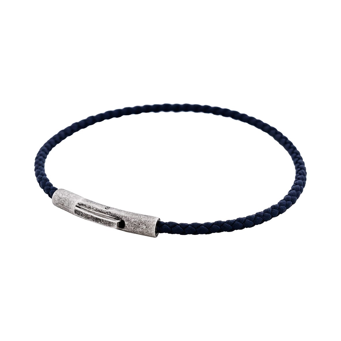 Cudworth MAGRO Leather 3mm with stainless steel clasp bracelet 21.5MM - CIELO DI MEZZANOTTE