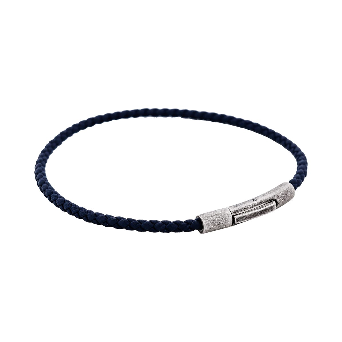 Cudworth MAGRO Leather 3mm with stainless steel clasp bracelet 21.5MM - CIELO DI MEZZANOTTE
