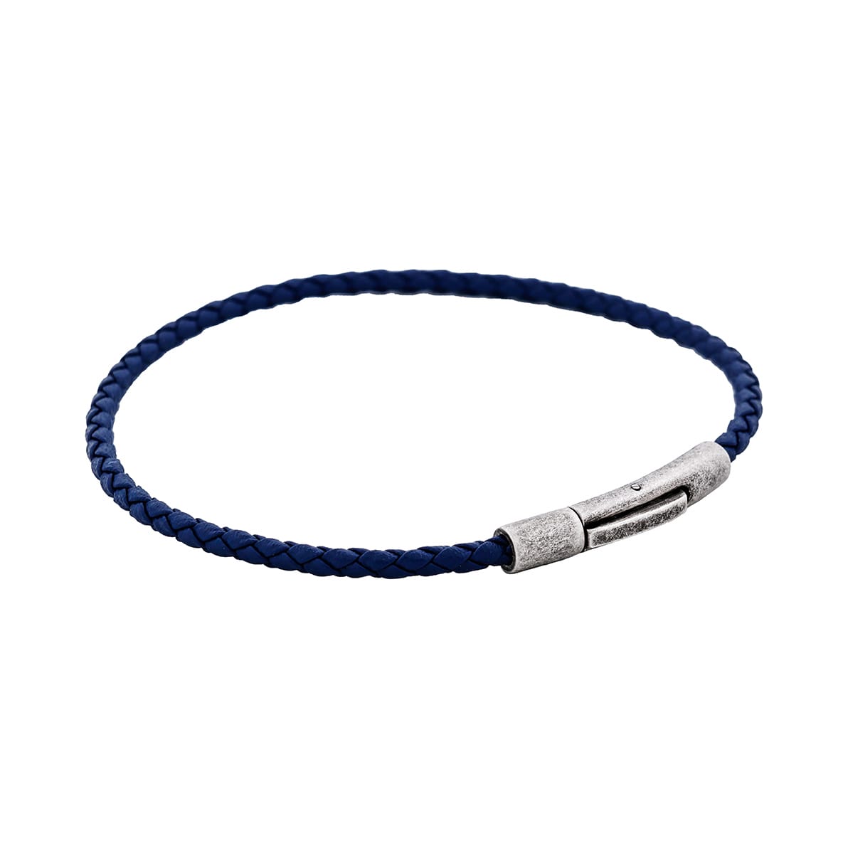 Cudworth MAGRO Leather 3mm with stainless steel clasp bracelet 21.5MM - OCEANO PROFONDO